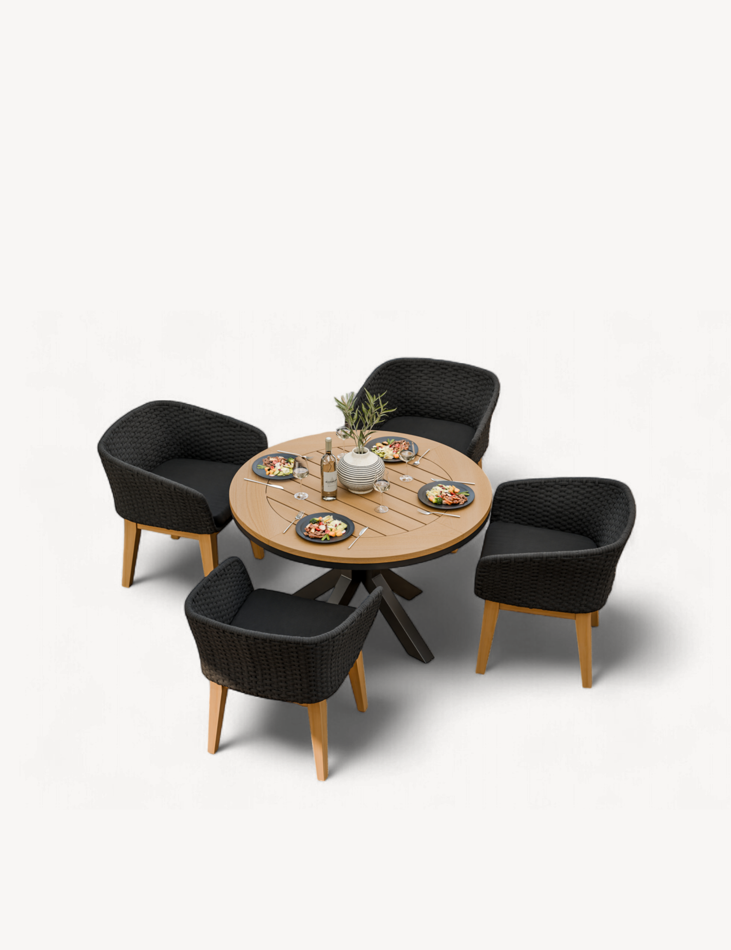 Tuscany 4 Seater Round Dining Set with Eden Night Dining Chairs