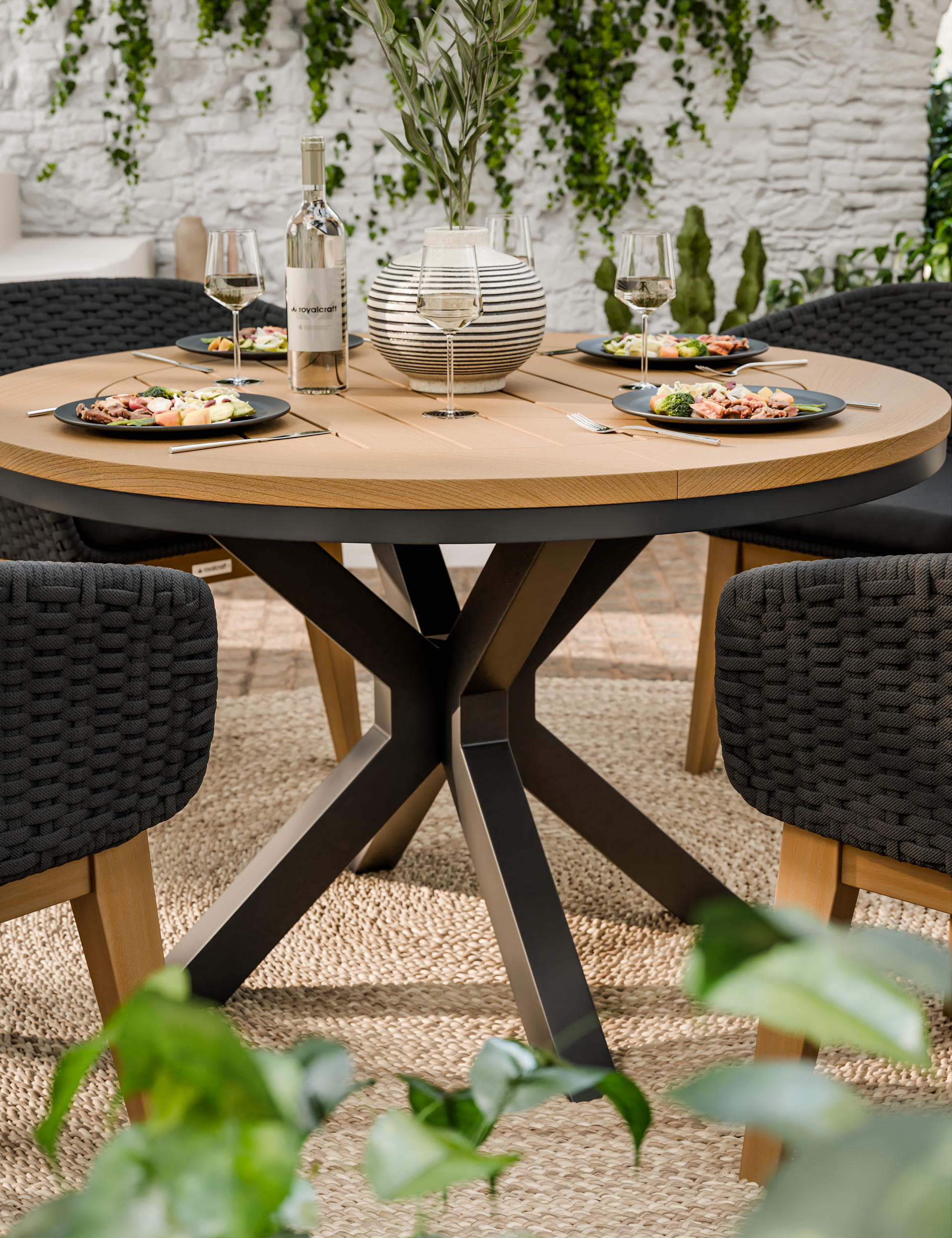 Tuscany 4 Seater Round Dining Set with Eden Night Dining Chairs