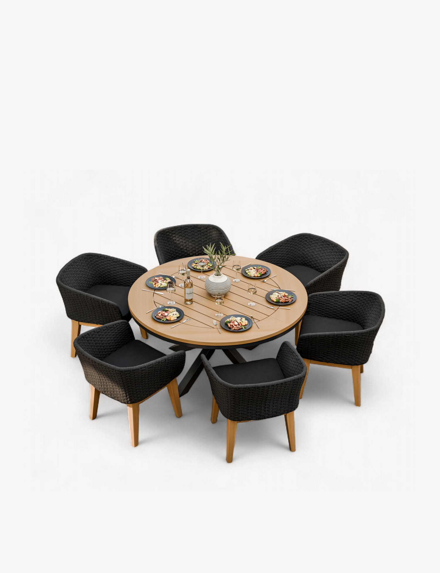 Tuscany 6 Seater Round Dining Set with Eden Night Dining Chairs