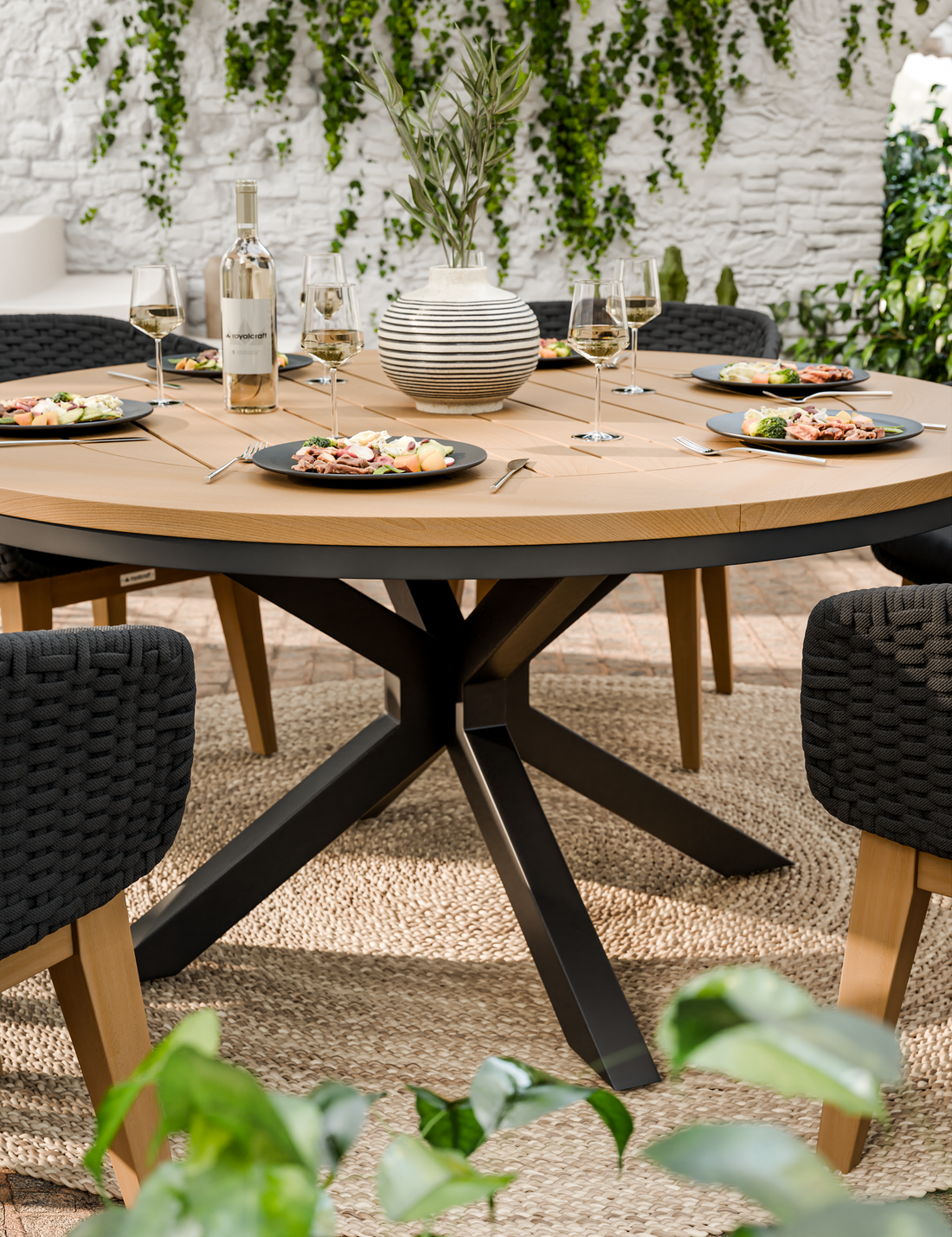 Tuscany 6 Seater Round Dining Set with Eden Night Dining Chairs