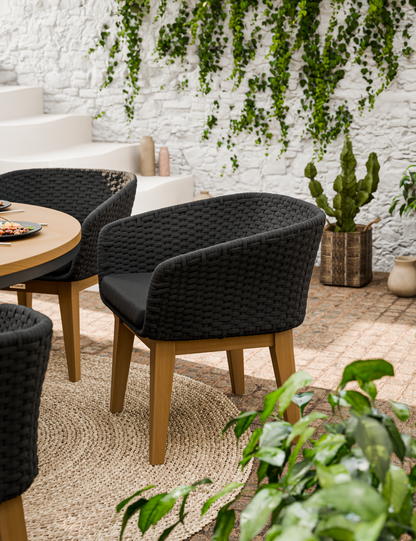 Tuscany 6 Seater Round Dining Set with Eden Night Dining Chairs