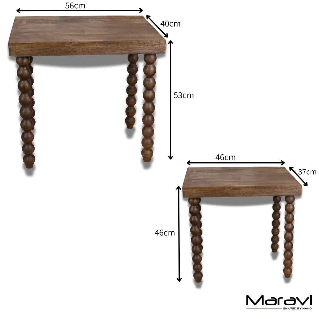 Image of Tivani Wooden Side Table Set of 2 Bobbin Legs