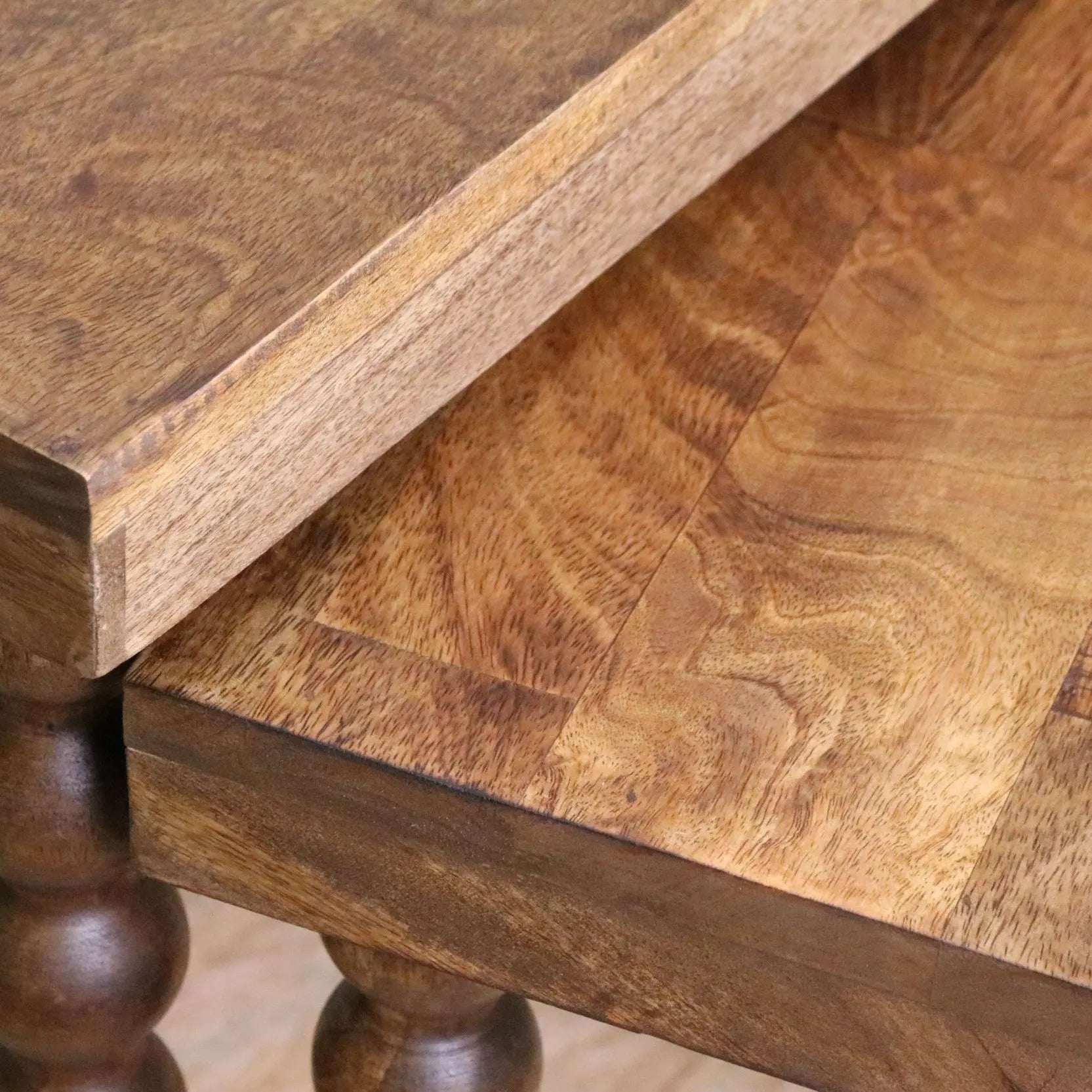 Image of Tivani Wooden Side Table Set of 2 Bobbin Legs
