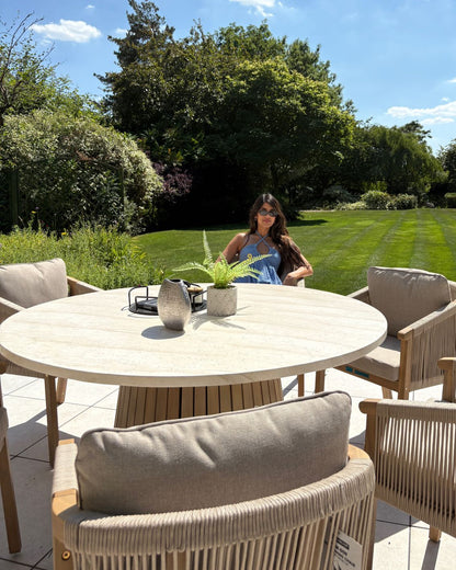 Jupiter 6 Seater Round Conical Dining Set with Roma Dining Chairs