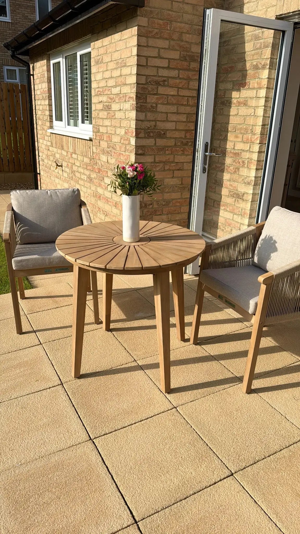 Image of Roma 2 Seater Round Sunray Bistro Set with Roma Dining Chairs