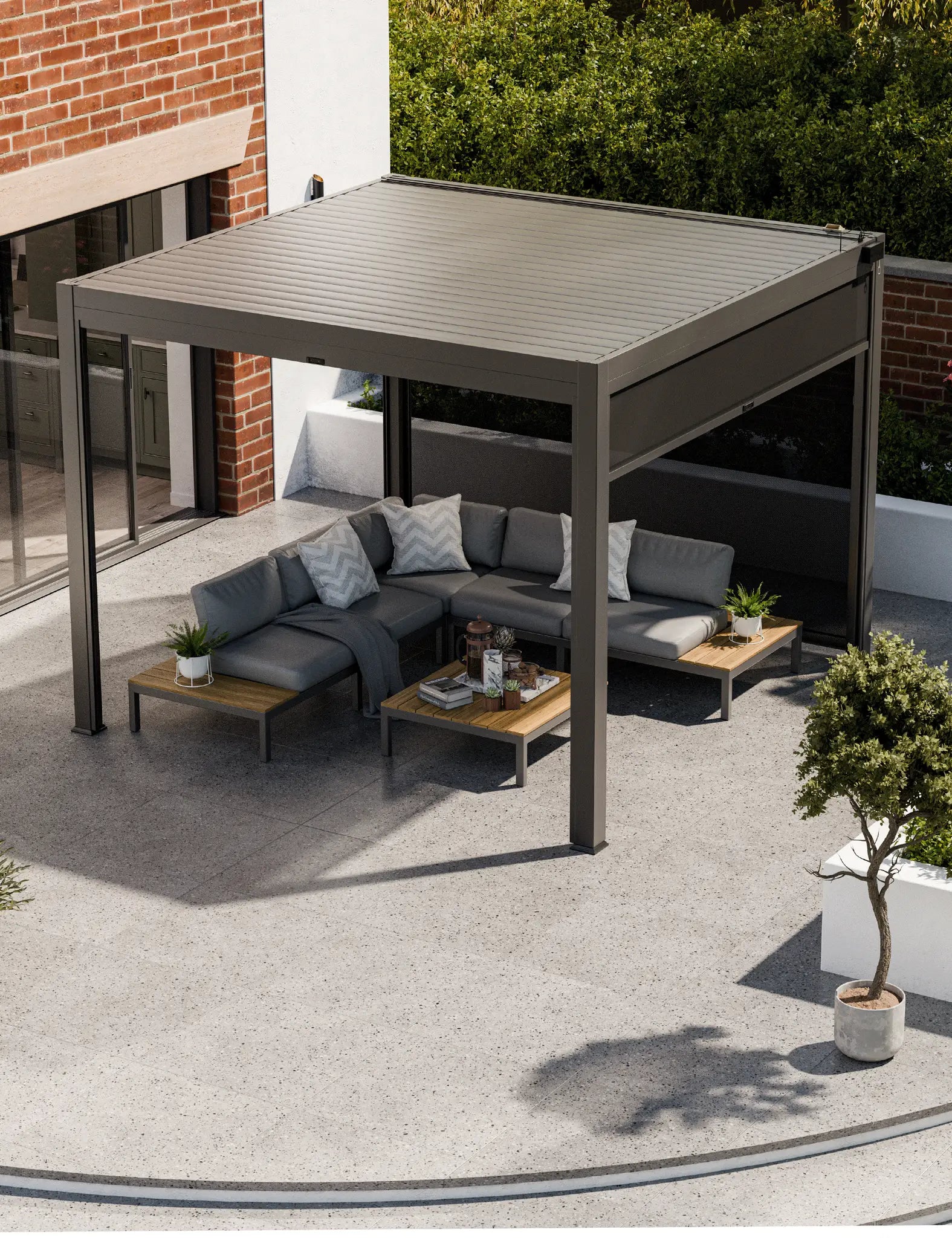 Sparta Solar Pergola With Manual Side Blinds 3x3m