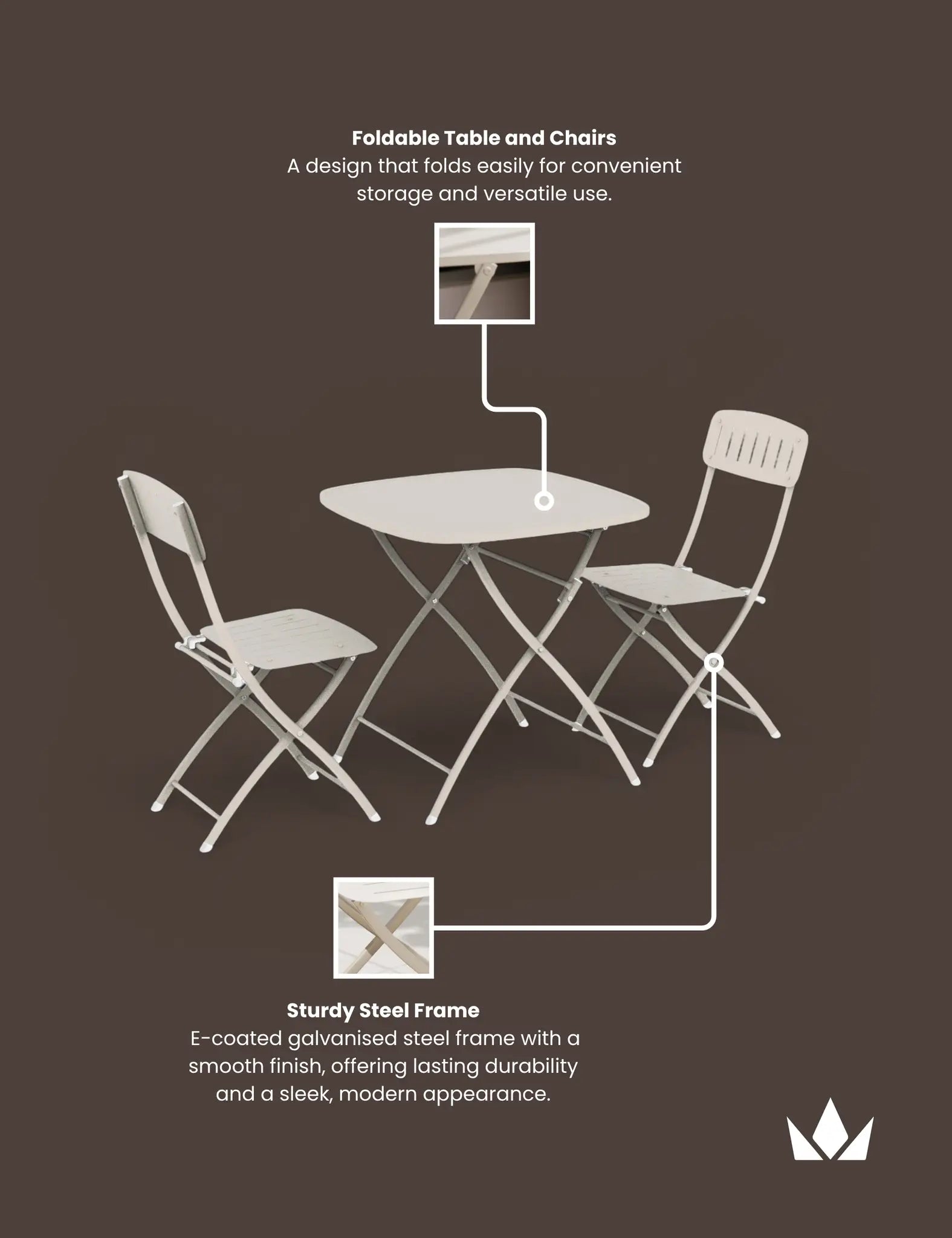 Image of Venice 2 Seater Folding Bistro Set in Champagne