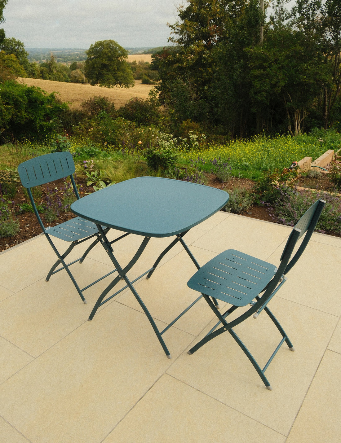 Venice 2 Seater Folding Bistro Set in Caribbean Blue