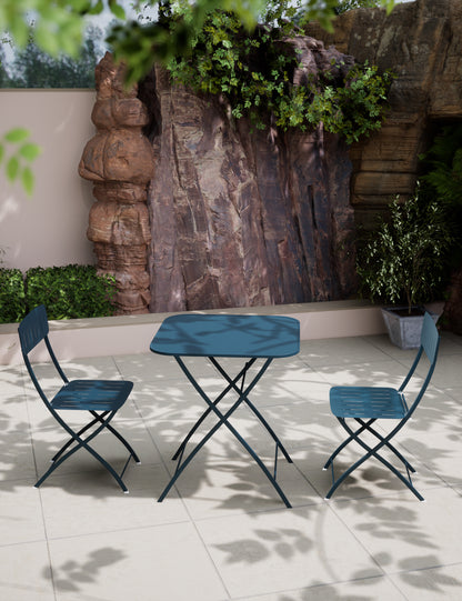 Venice 2 Seater Folding Bistro Set in Caribbean Blue