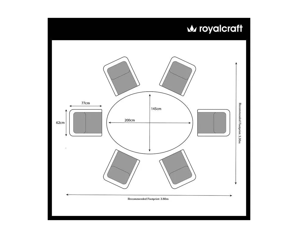 Image of Wentworth 6 Seater Ellipse Comfort Dining Set