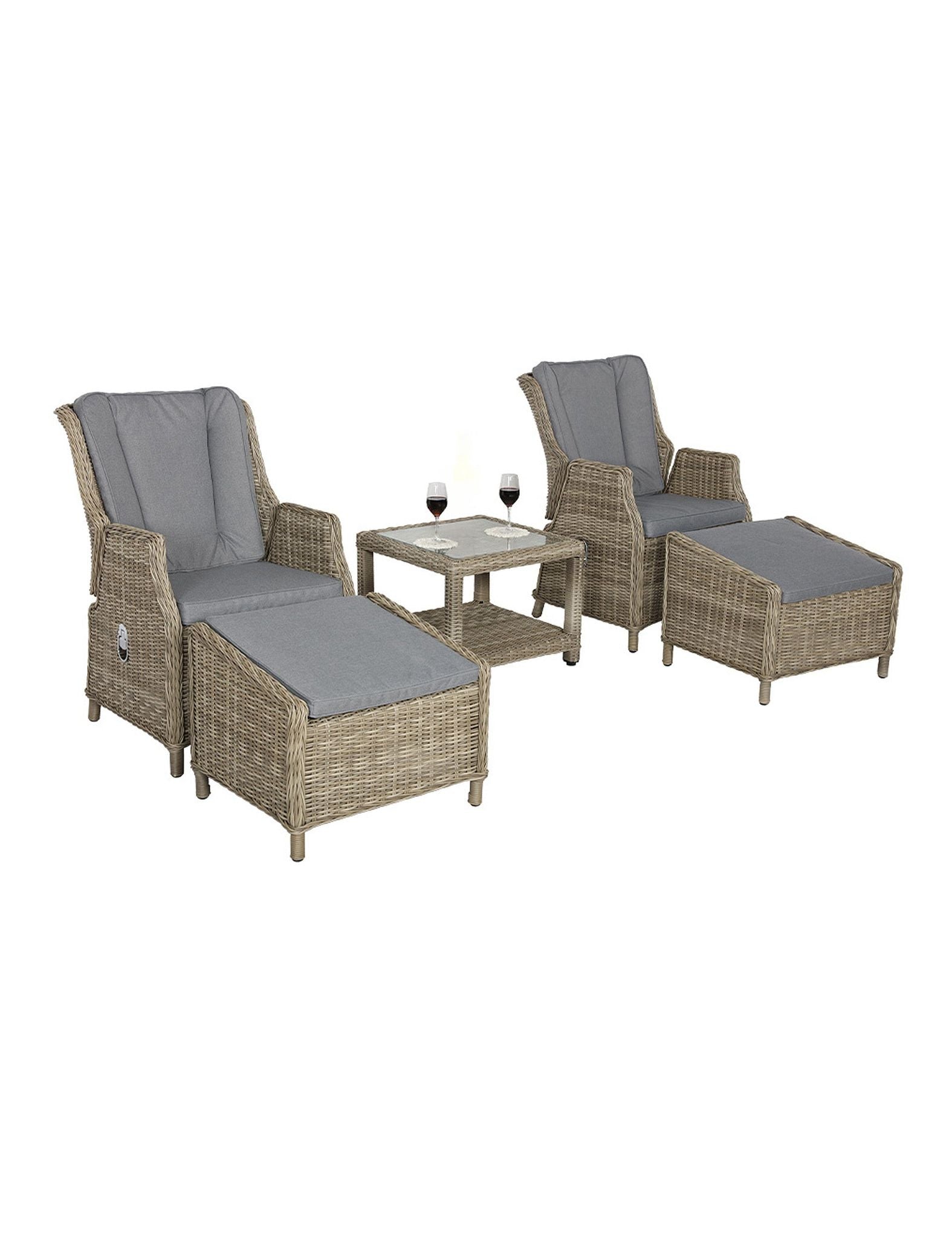 Image of Outdoor furniture set with two chairs and a table on a white background