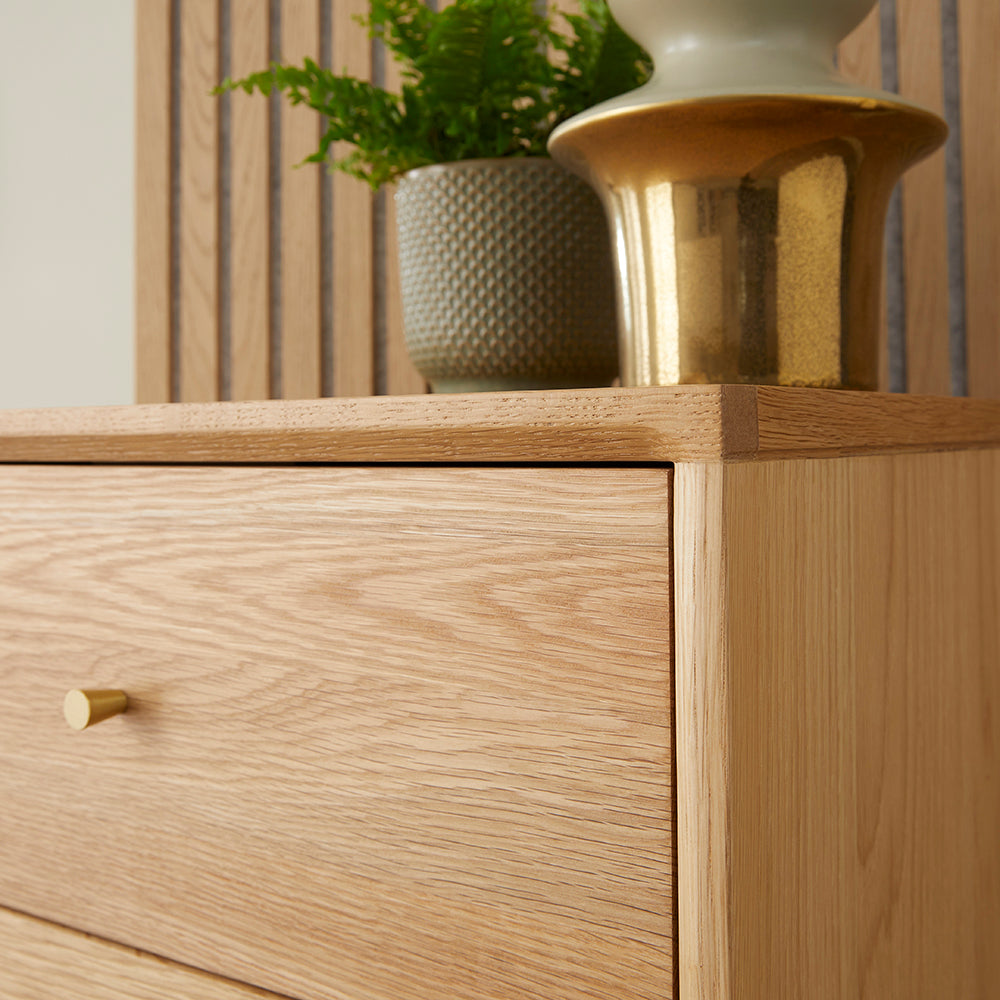 Image of Wright Oak Tallboy Chest of 5 Drawers