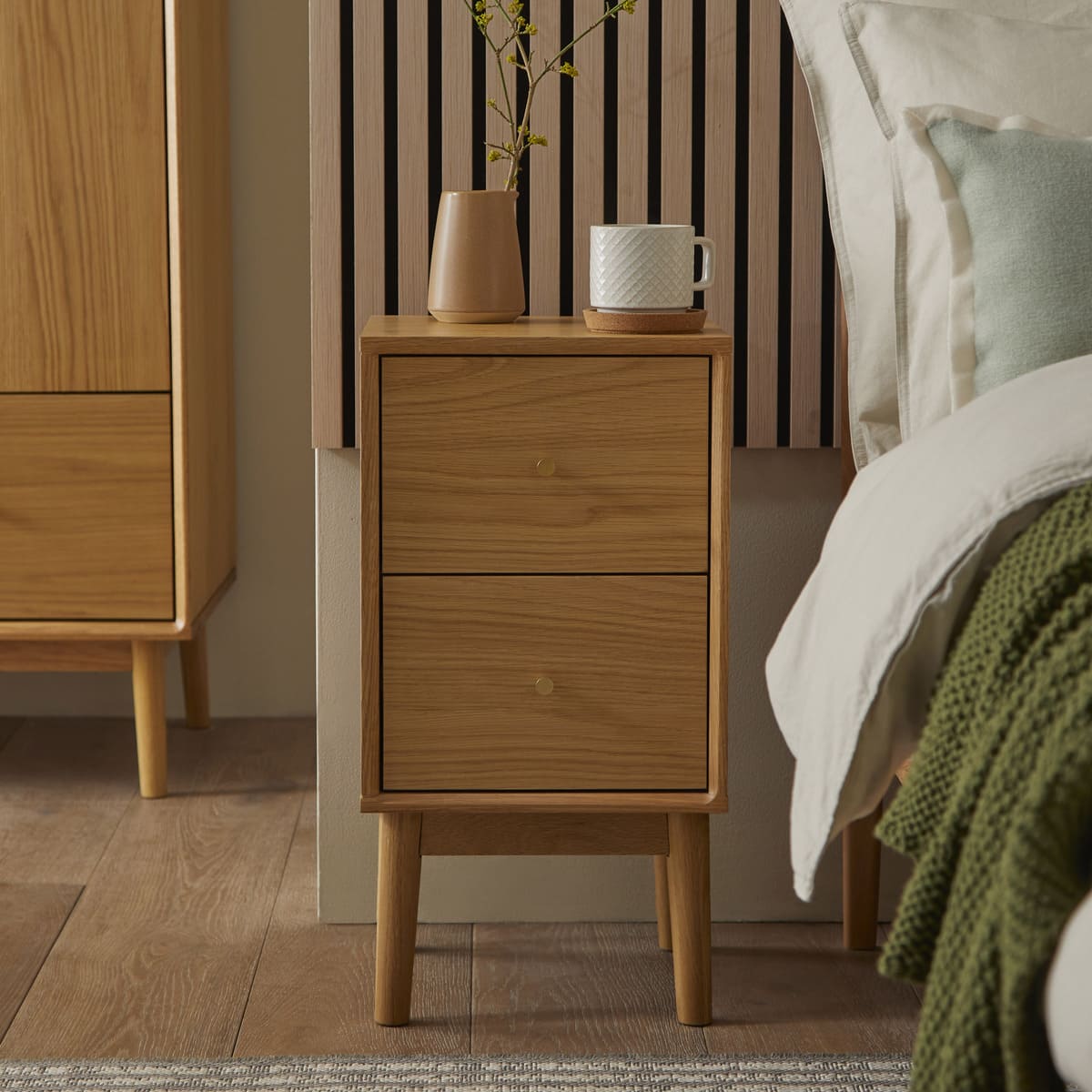 Image of Wright Narrow Oak Bedside Table