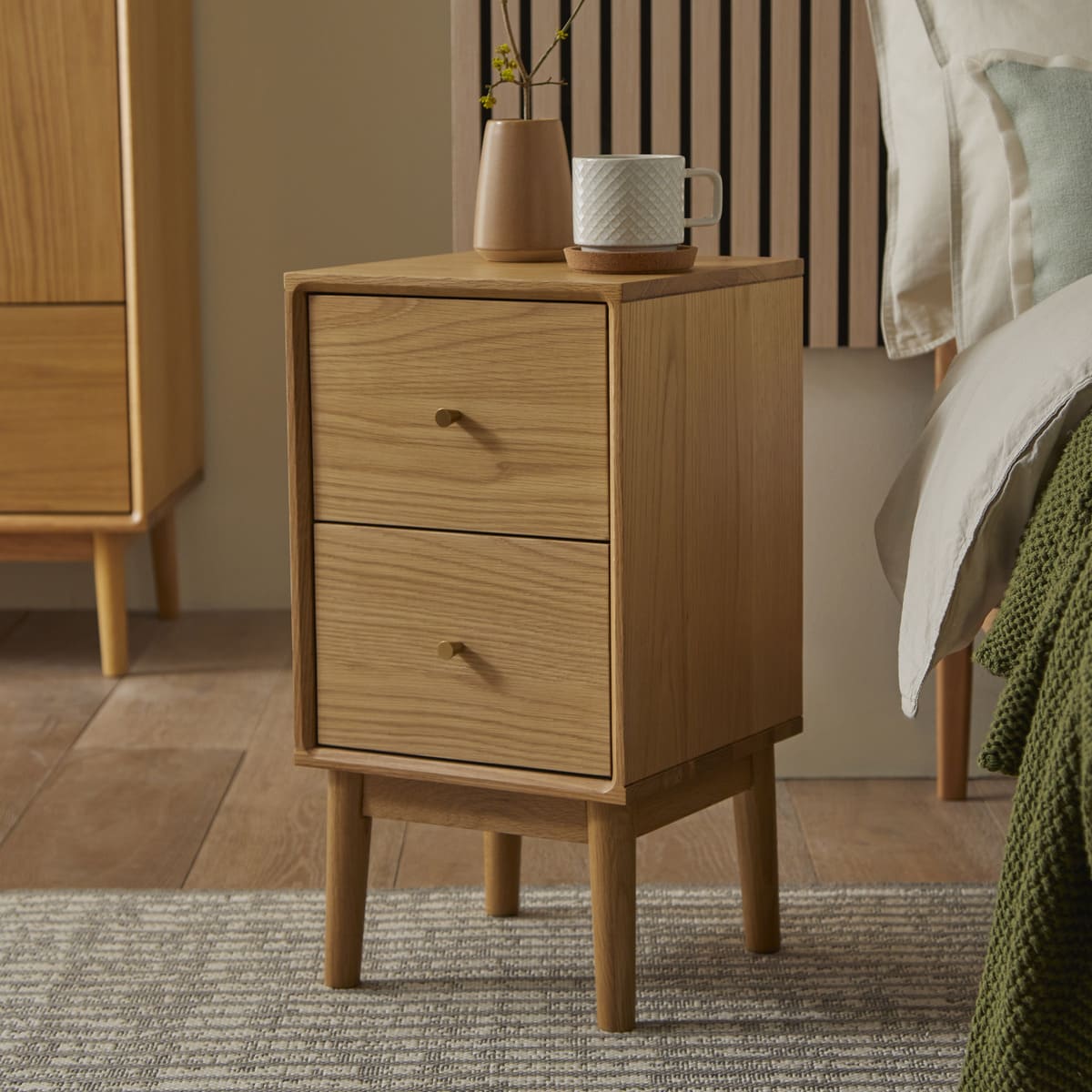 Image of Wright Narrow Oak Bedside Table