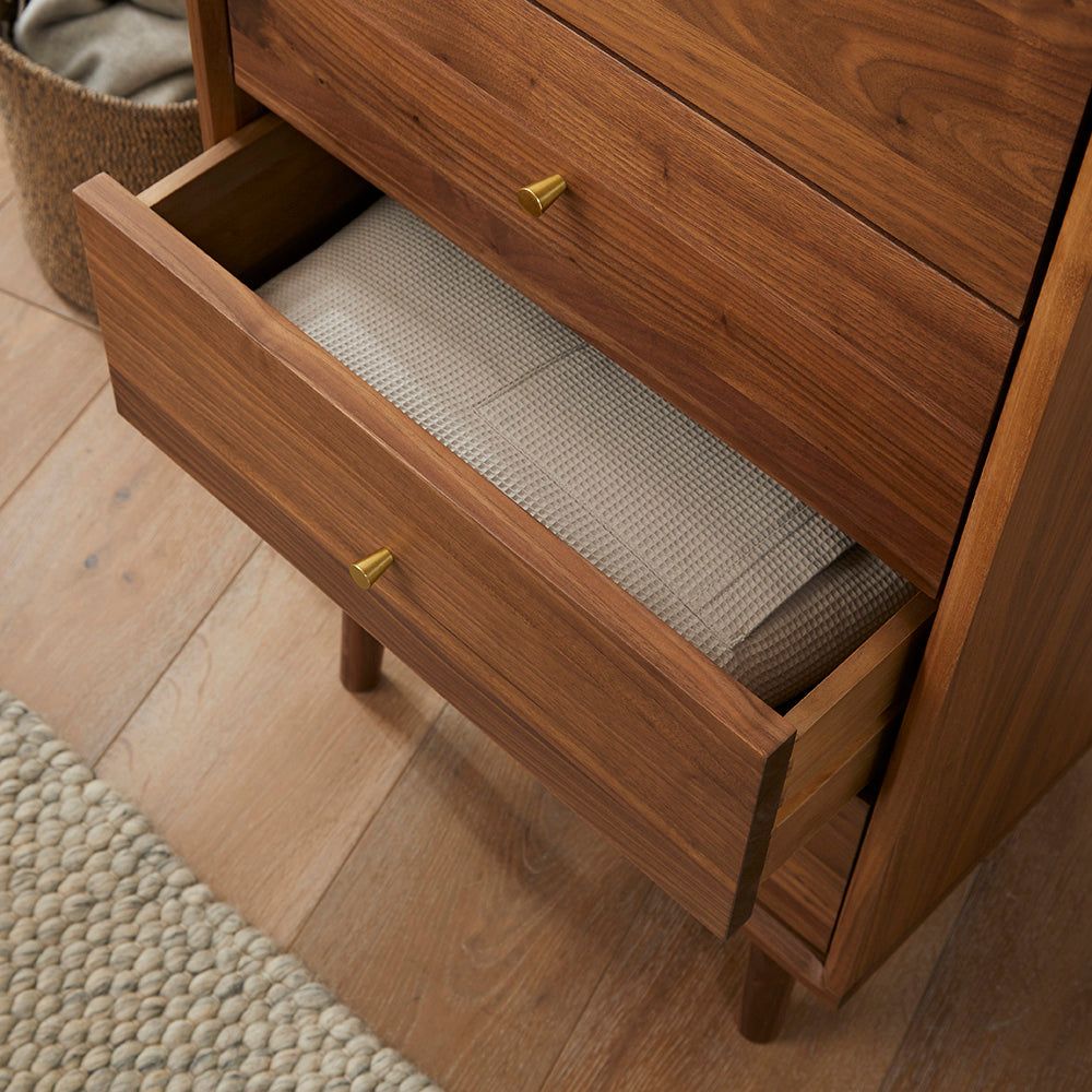 Image of Wright Walnut Tallboy Chest of 5 Drawers
