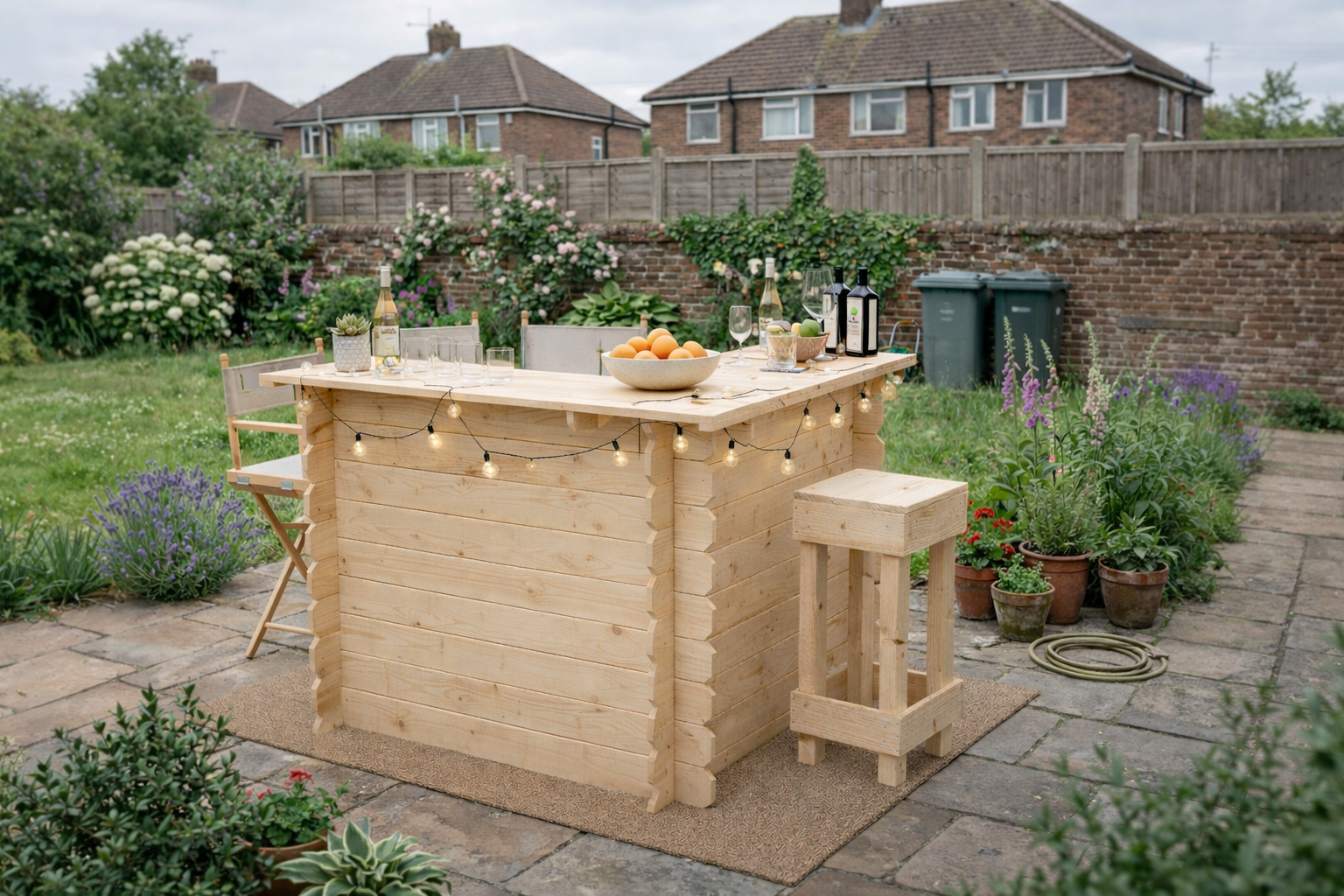 Image of Wooden Interlock Corner Bar – Handmade Rustic Garden & Home Bar