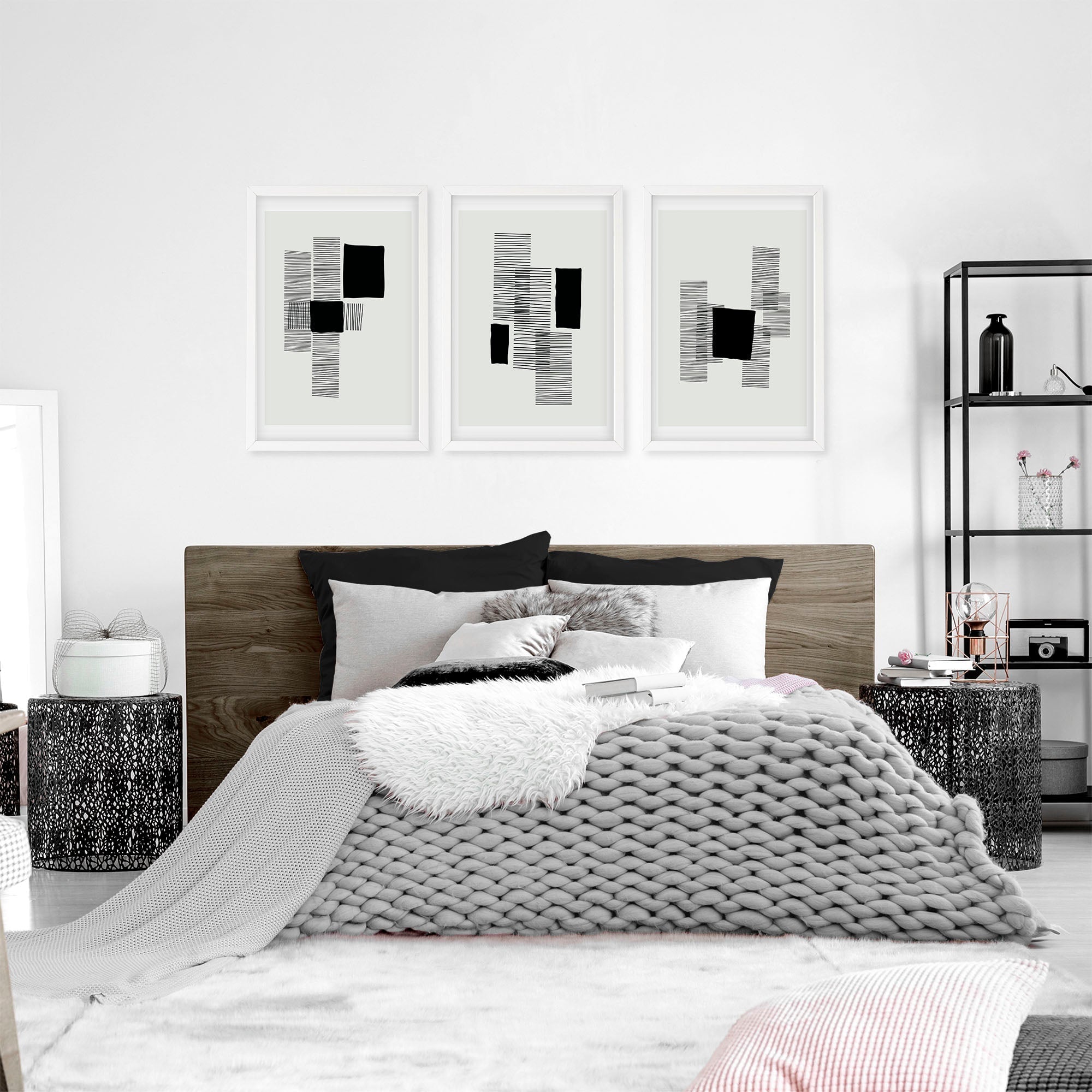 Image of Abstract Wall Art For Bedroom | Set of 3 Abstract Wall art Prints