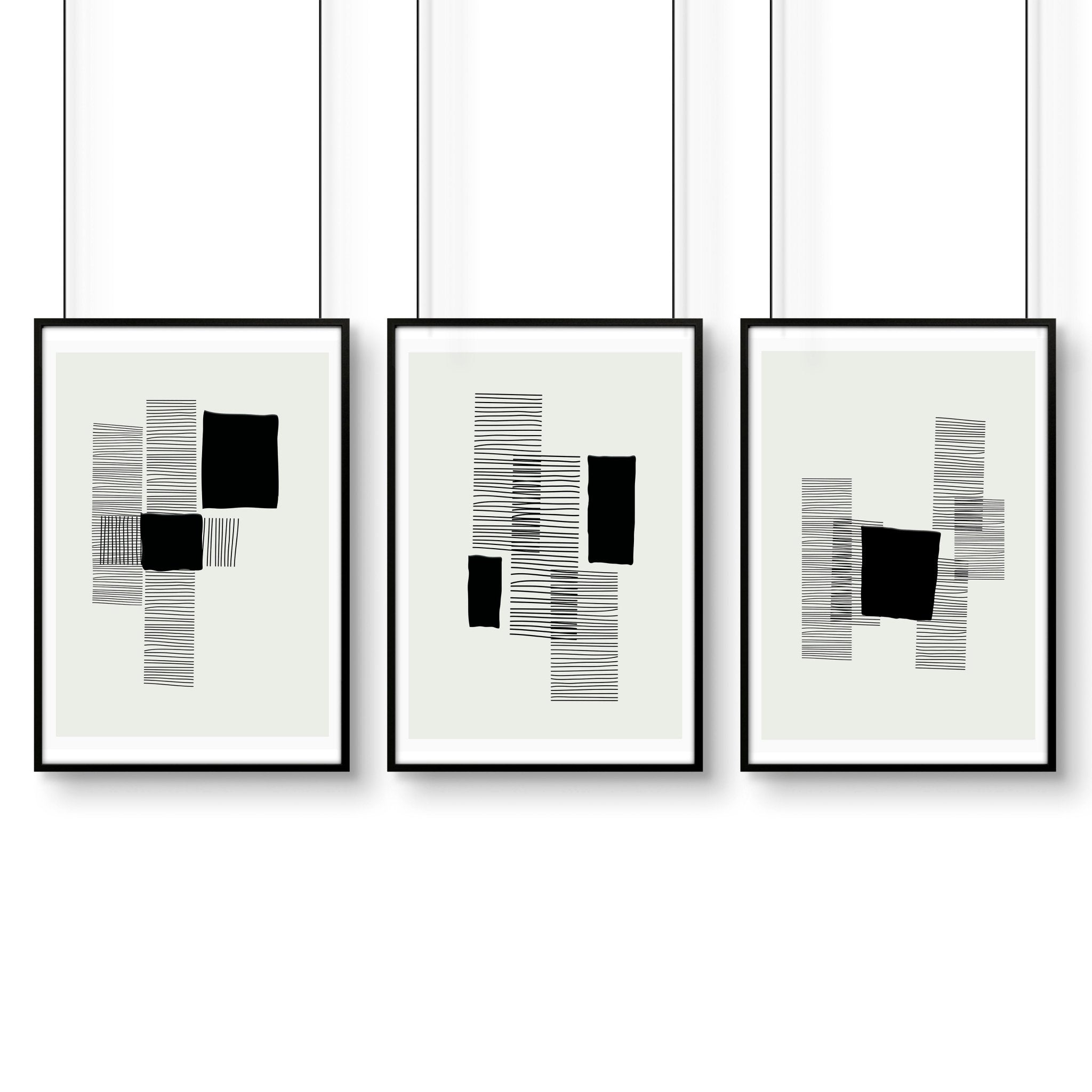 Image of Abstract Wall Art For Bedroom | Set of 3 Abstract Wall art Prints