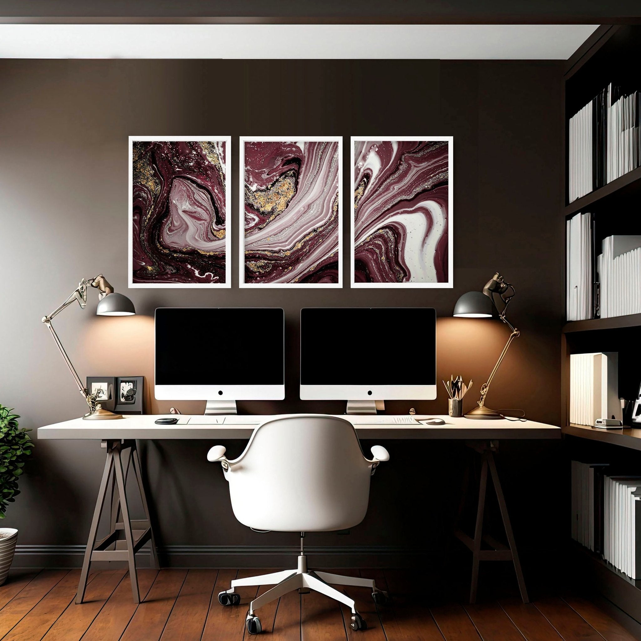 Image of Abstract wall art large for office | set of 3 wall art prints
