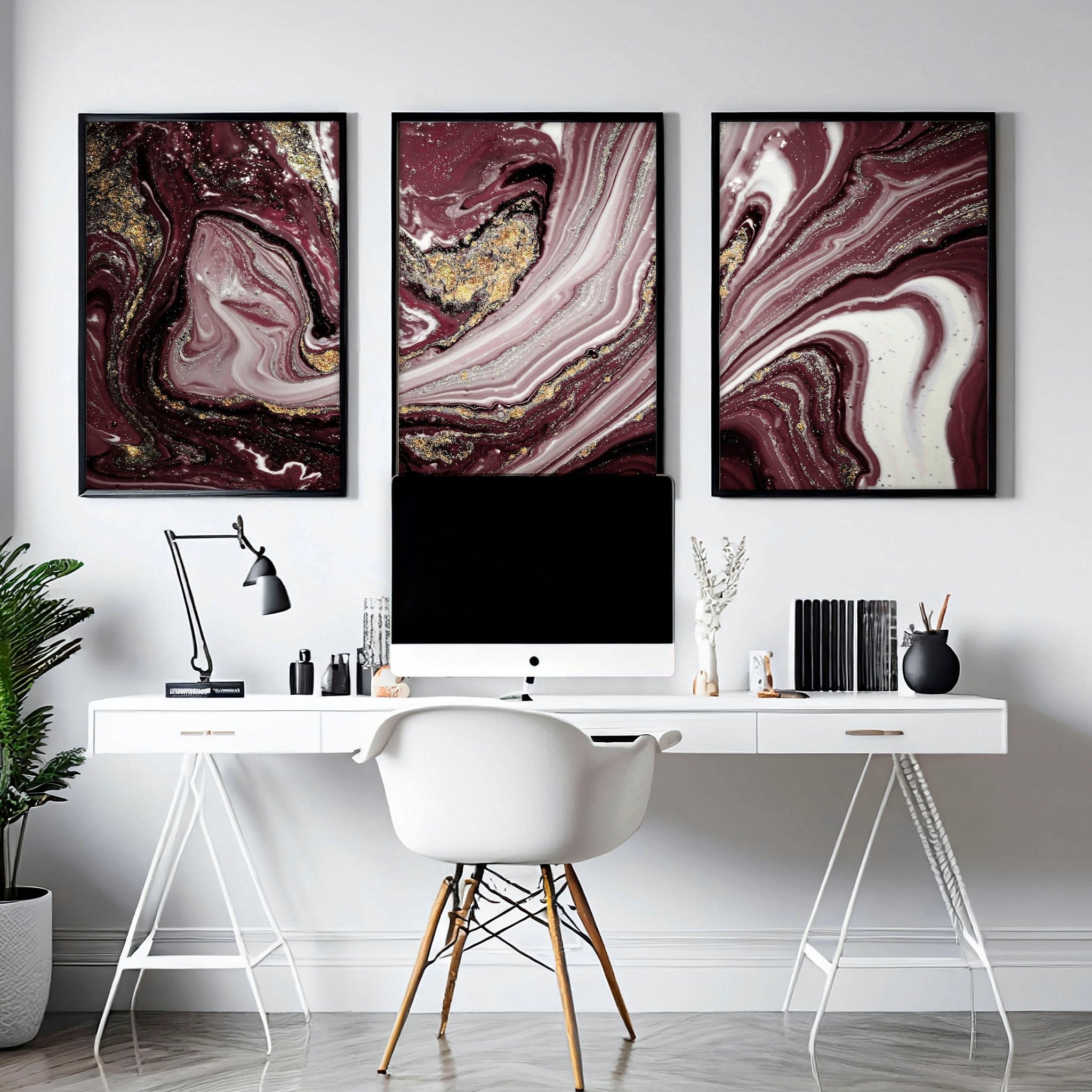Image of Abstract wall art large for office | set of 3 wall art prints