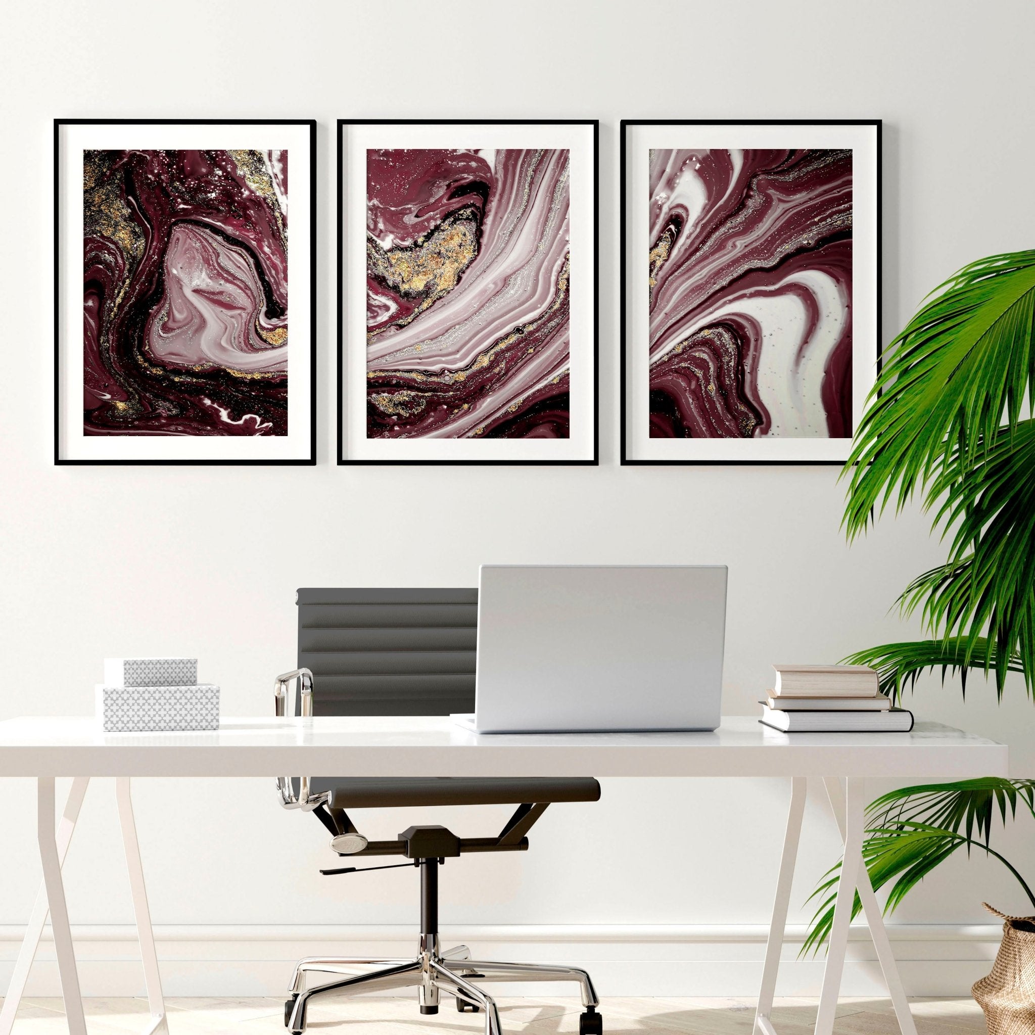Image of Abstract wall art large for office | set of 3 wall art prints