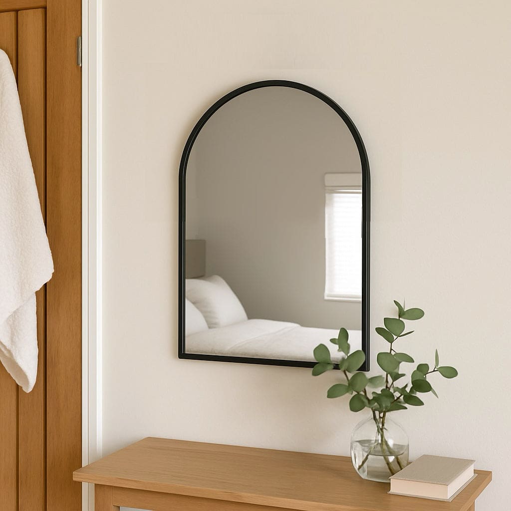 Image of Akiko - Black Metal Arched Mirror - 70cm x 50cm