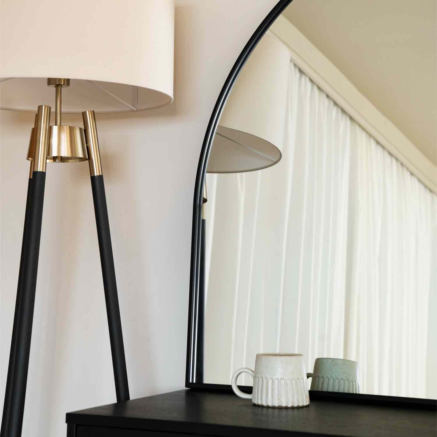 Image of Akiko - Black Metal Arched Mirror - 95cm x 120cm