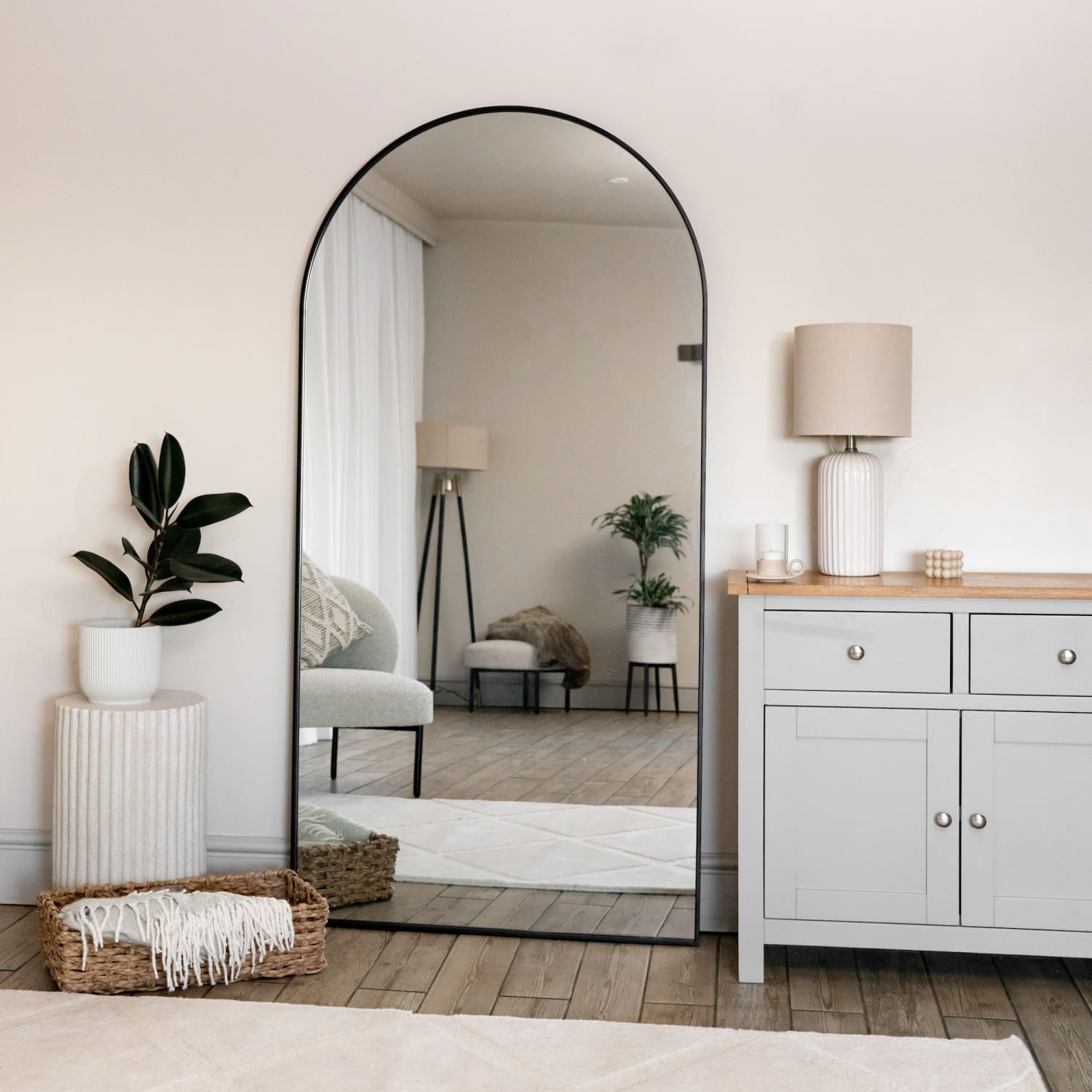 Image of Akiko - Full Length Black Metal Arched Mirror - 180cm x 90cm