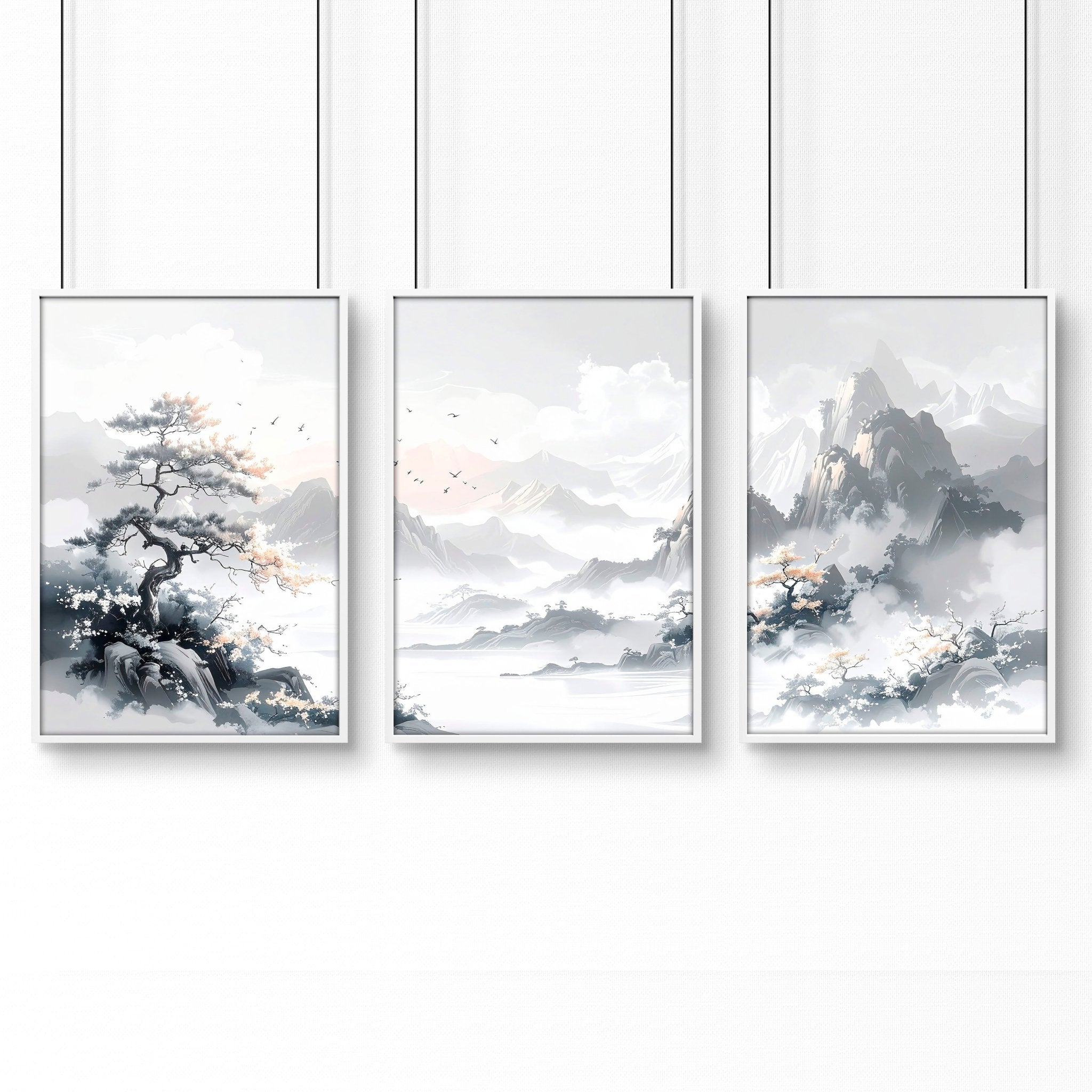 Image of Canvas Wall Prints | Set of 3 Asian Inspired Wall art Prints