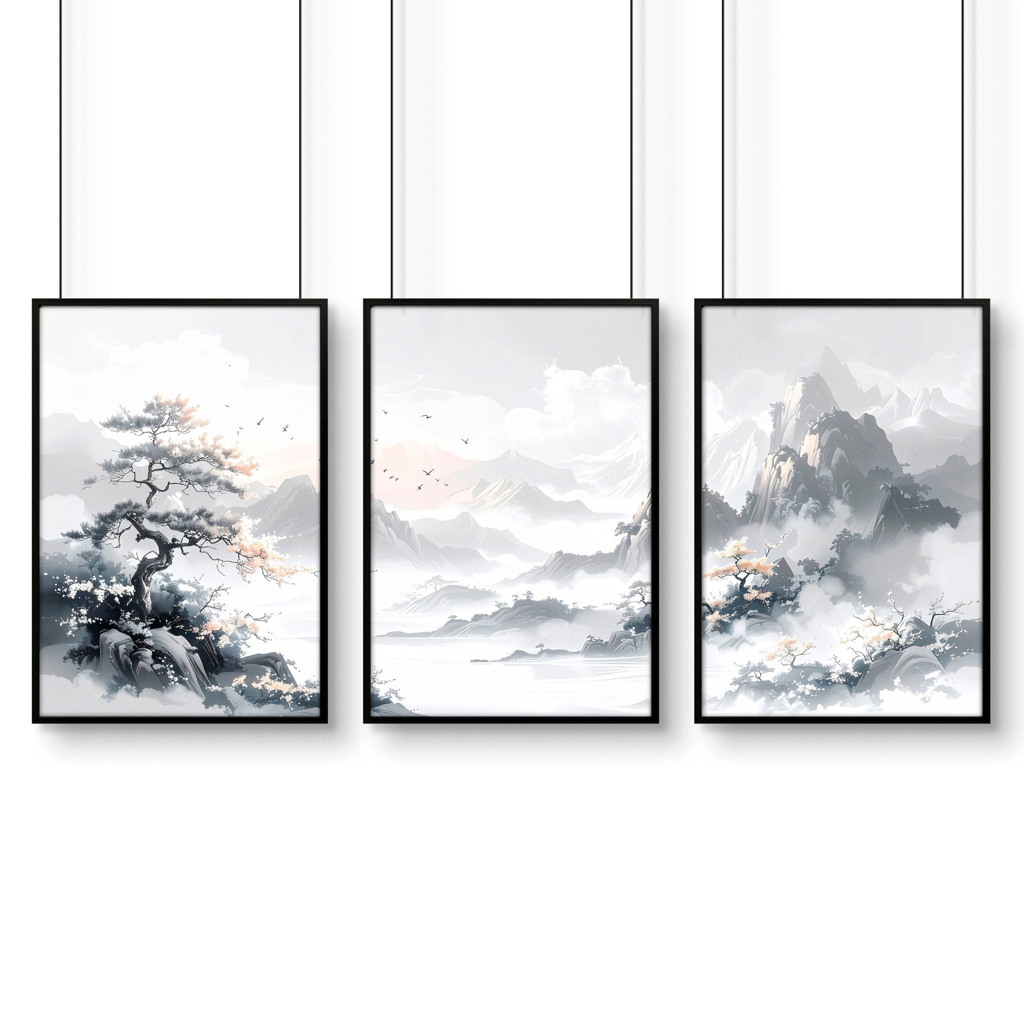 Image of Canvas Wall Prints | Set of 3 Asian Inspired Wall art Prints