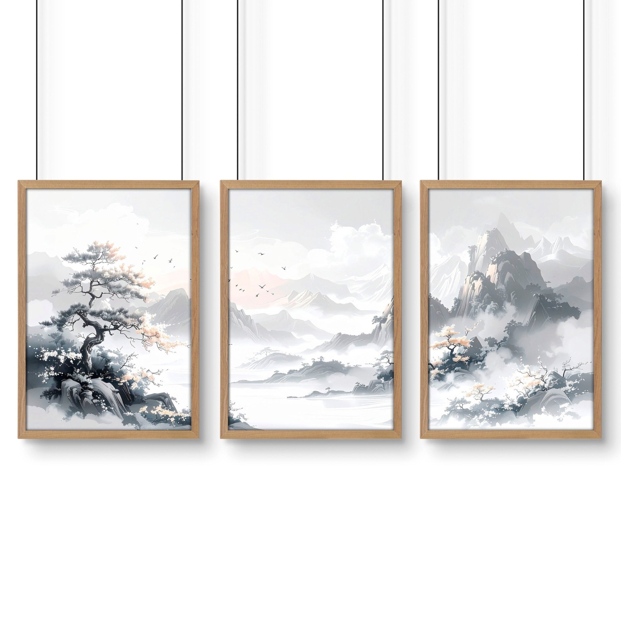Image of Canvas Wall Prints | Set of 3 Asian Inspired Wall art Prints