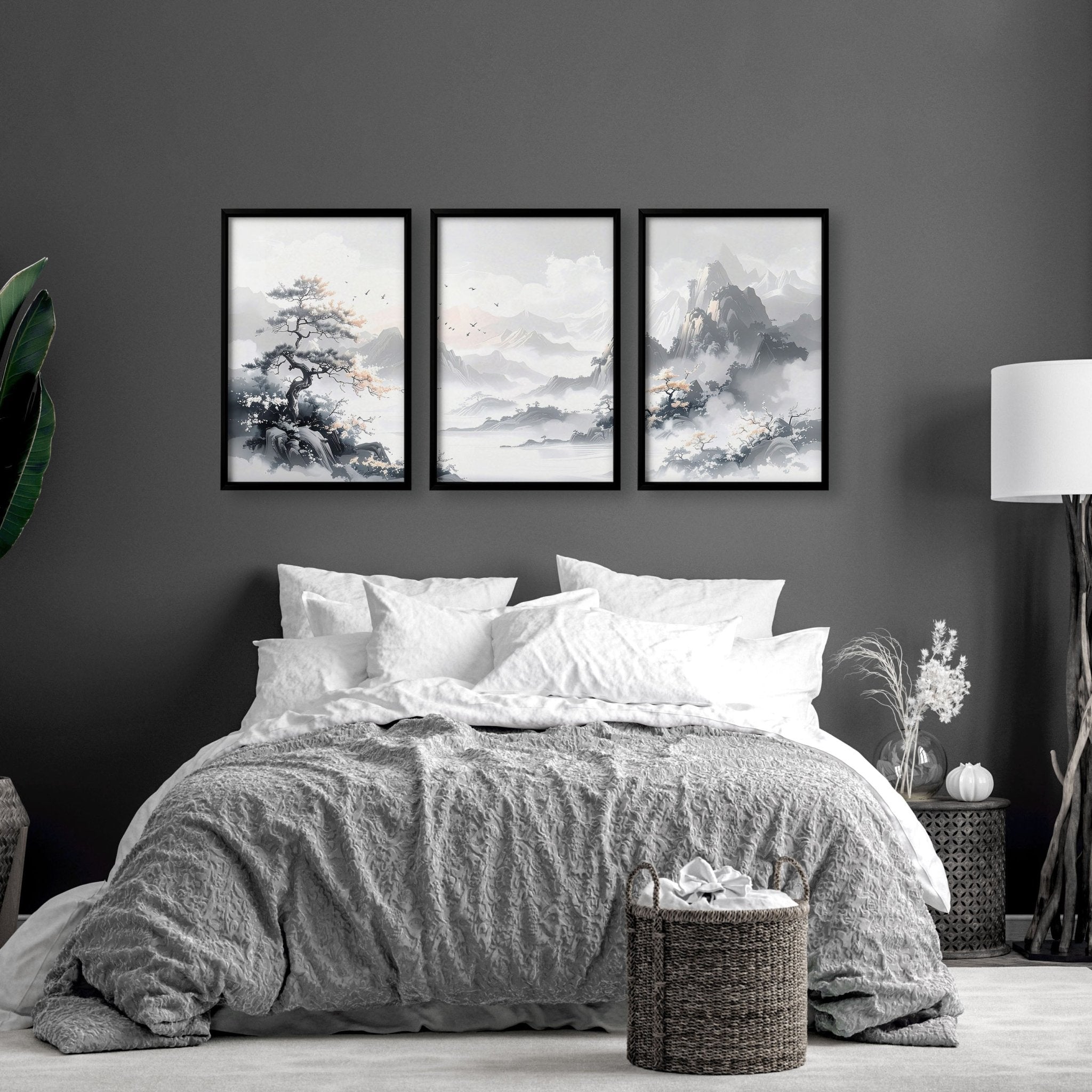 Image of Canvas Wall Prints | Set of 3 Asian Inspired Wall art Prints