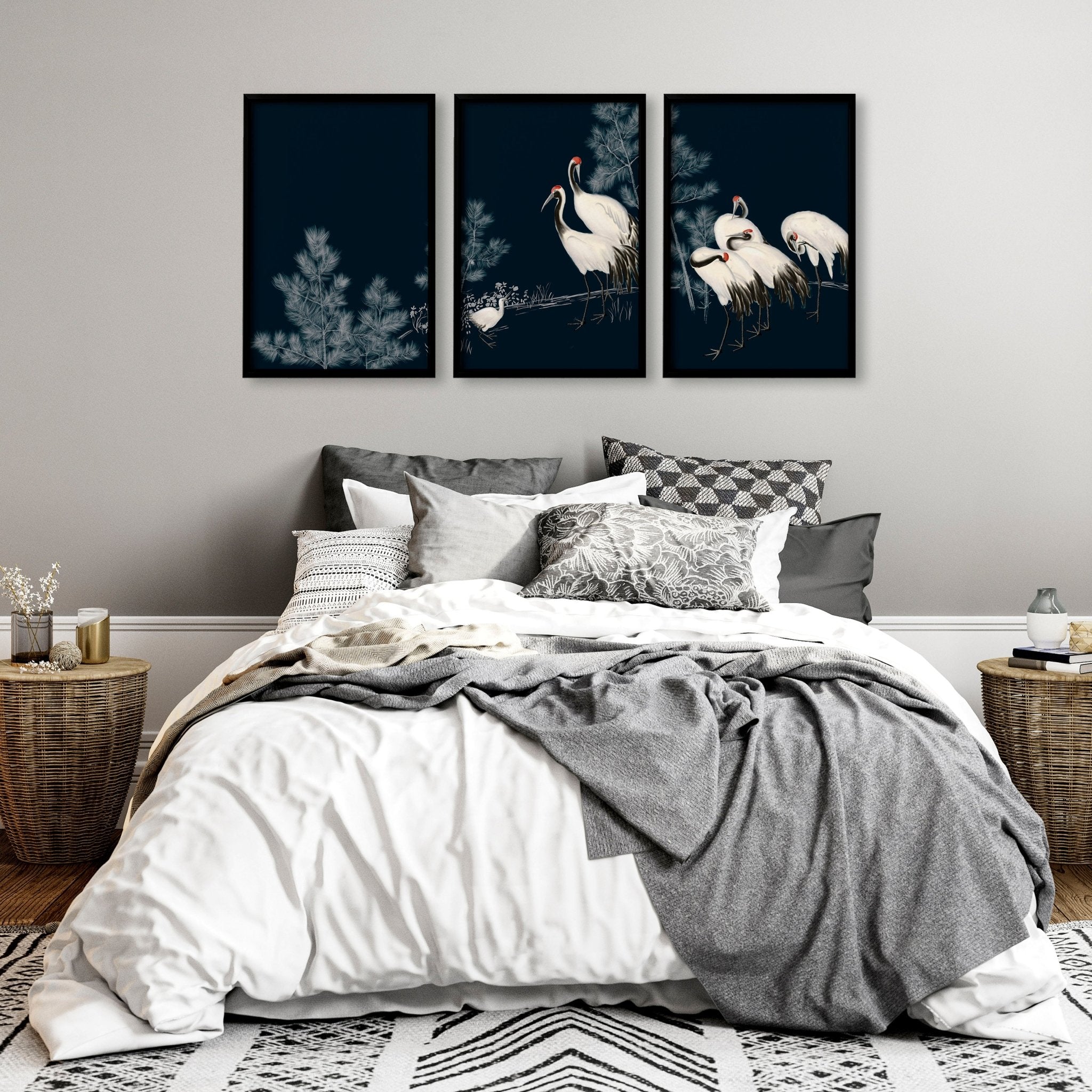 Image of Chinese Art Wall Decor | Set of 3 Asian Inspired Wall art Prints