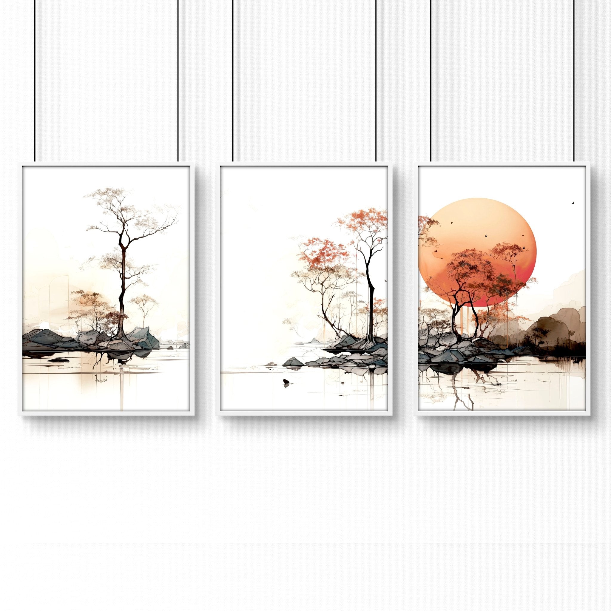 Image of Chinese Wall Art | Set of 3 Asian Inspired Wall art Prints
