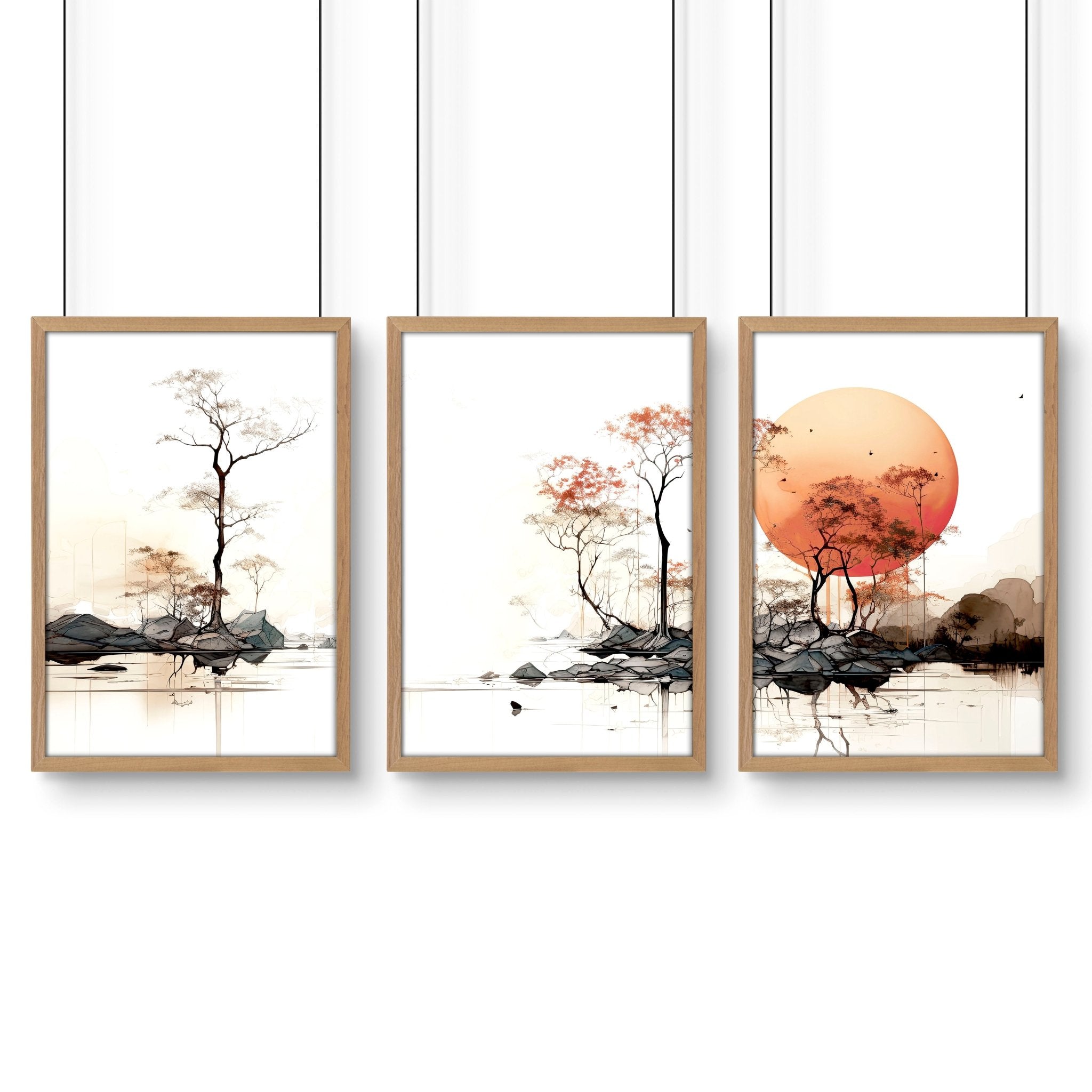 Image of Chinese Wall Art | Set of 3 Asian Inspired Wall art Prints