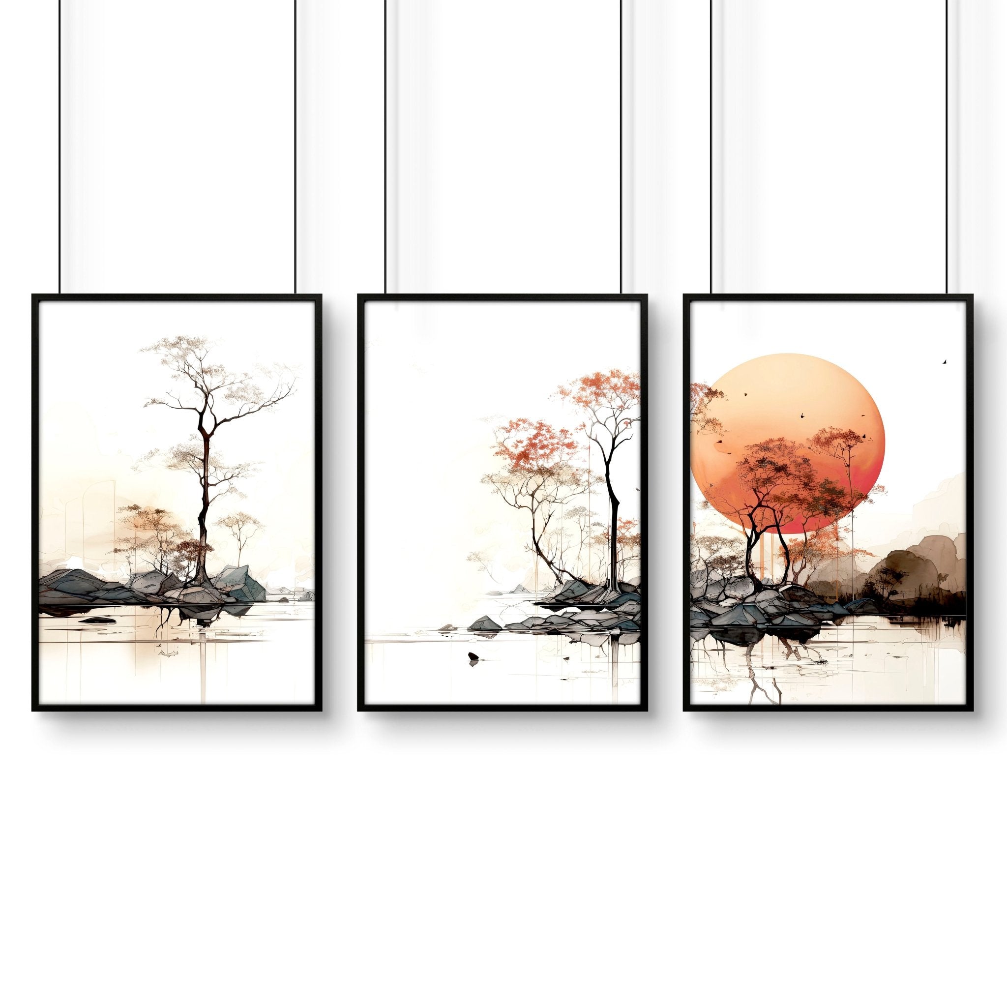 Image of Chinese Wall Art | Set of 3 Asian Inspired Wall art Prints