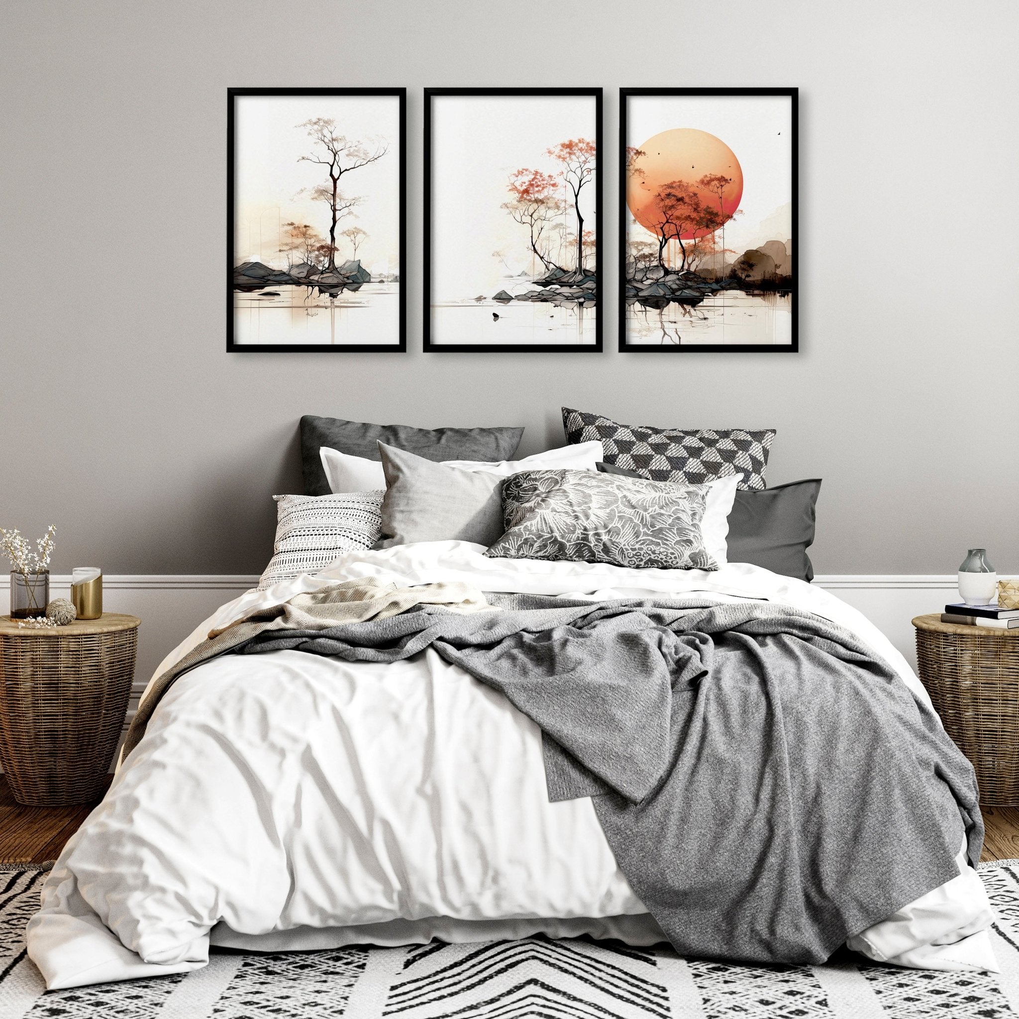 Image of Chinese Wall Art | Set of 3 Asian Inspired Wall art Prints