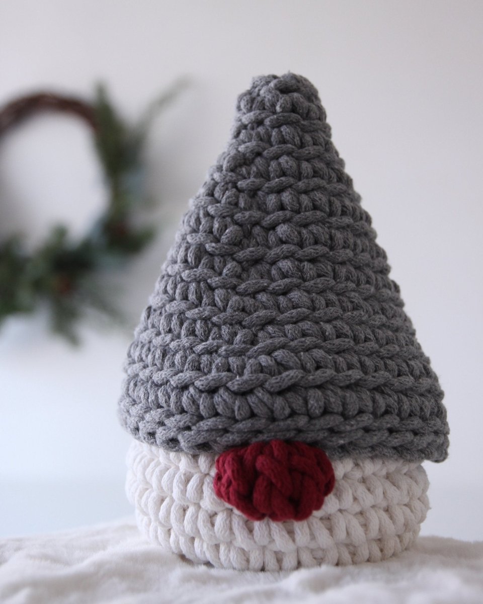 Image of Crochet Gnome Christmas Basket