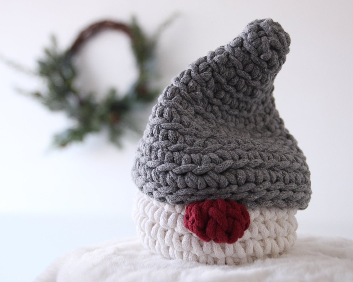 Image of Crochet Gnome Christmas Basket