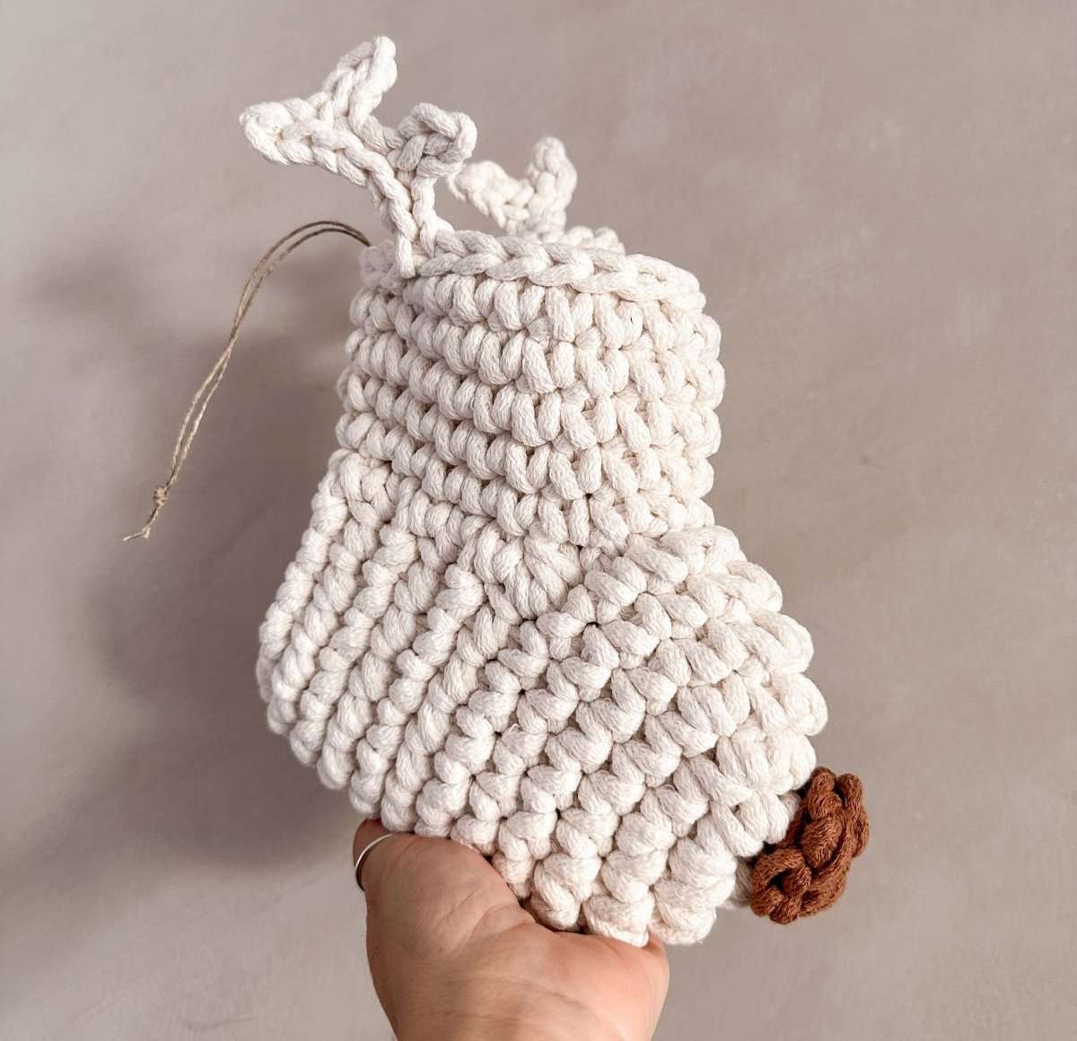Image of Crochet Reindeer Stocking | Ivory & Cinnamon Nose