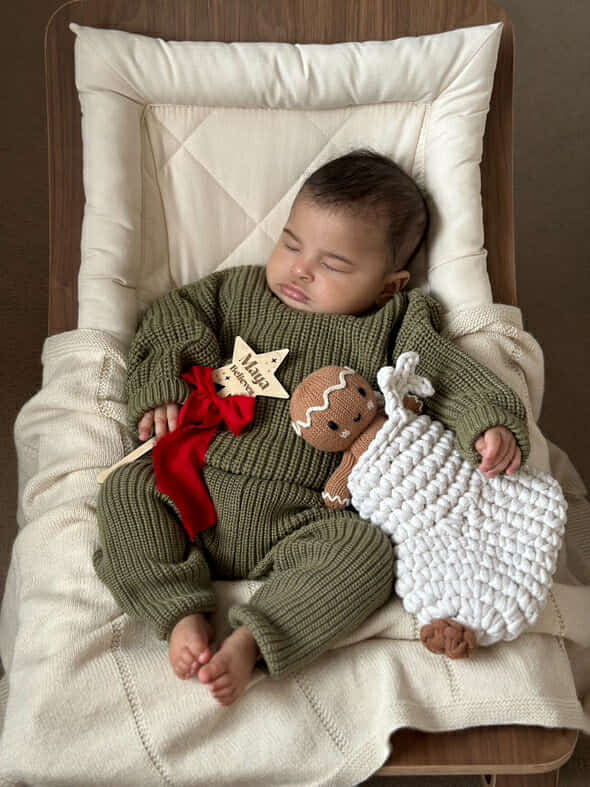Image of Crochet Reindeer Stocking | Ivory & Cinnamon Nose