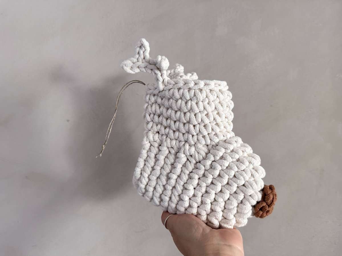 Image of Crochet Reindeer Stocking | Ivory & Cinnamon Nose