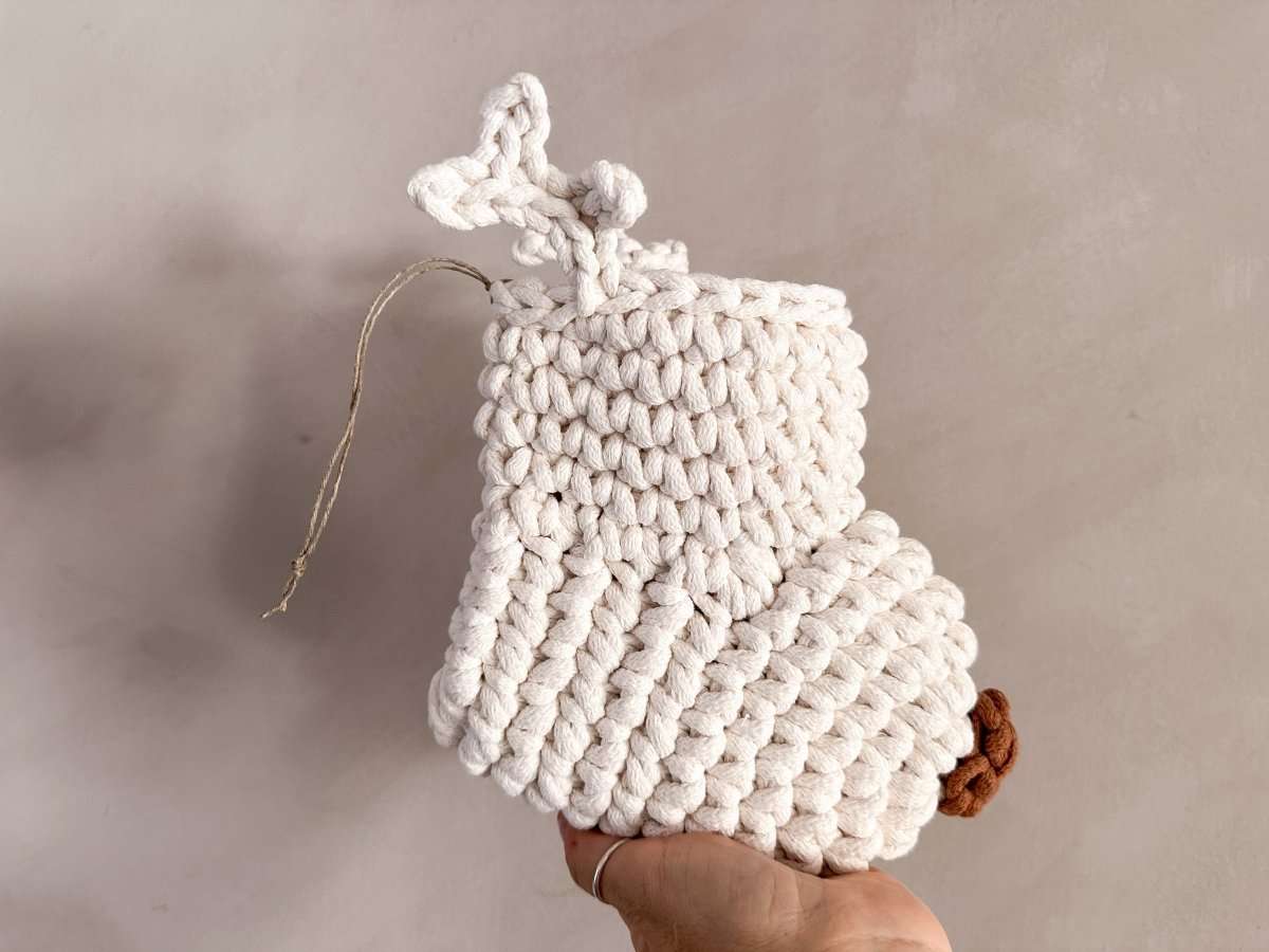 Image of Crochet Reindeer Stocking | Ivory & Cinnamon Nose