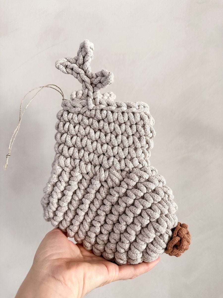 Image of Crochet Reindeer Stocking | Oatmeal & Cinnamon Nose