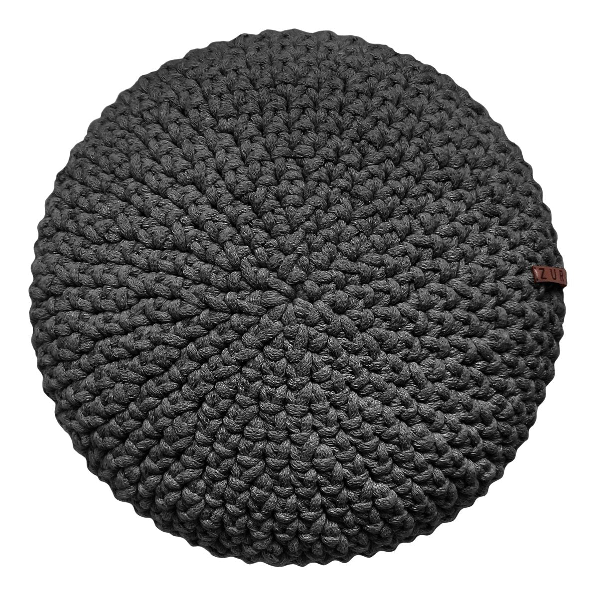 Image of Crochet round cushion | CHARCOAL