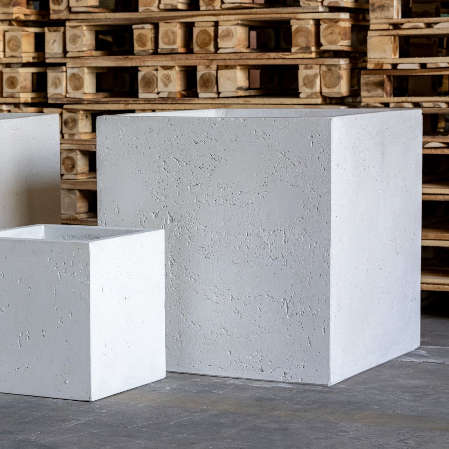 Image of Cubrosa | White Mist – 30cm Medium Square Concrete Planter – 14L Block Plant Pot