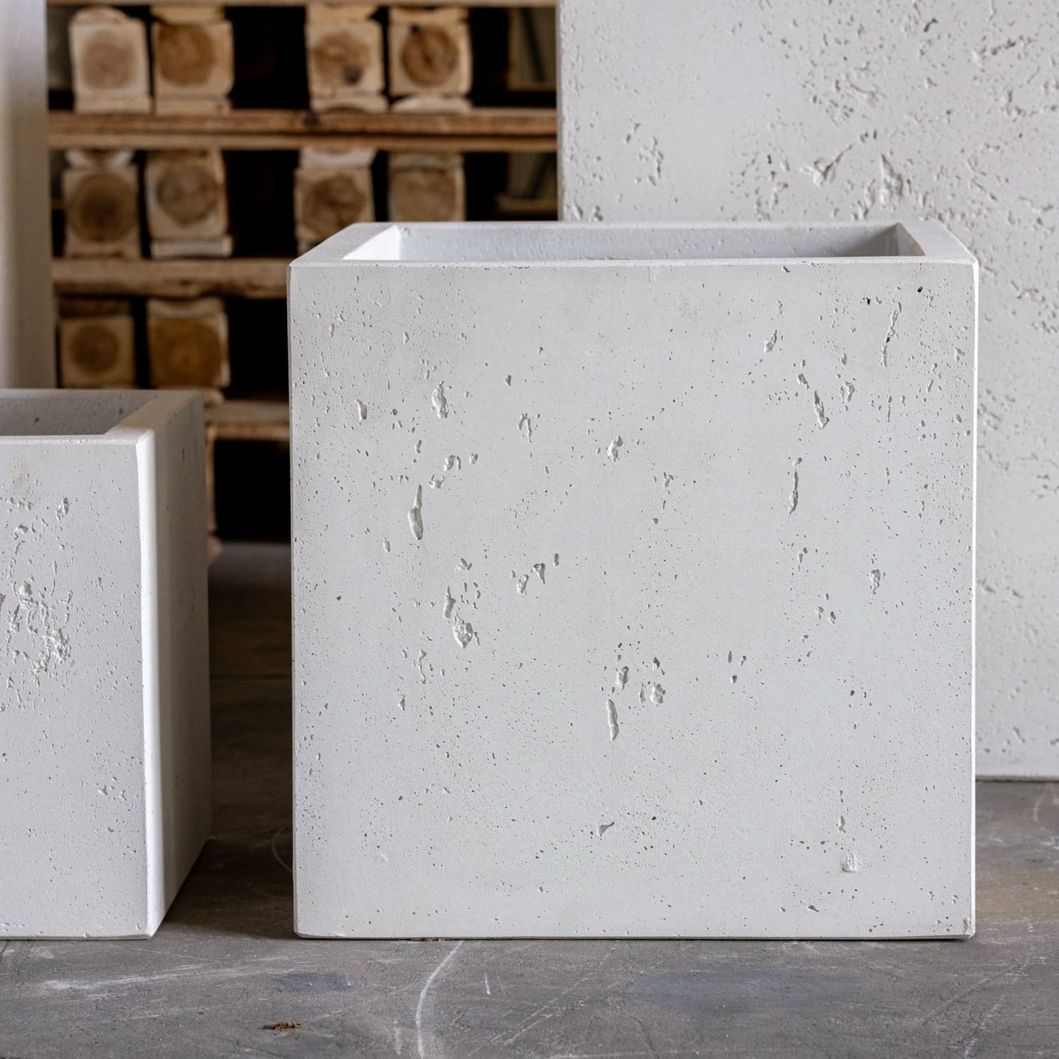 Image of Cubrosa | White Mist – 30cm Medium Square Concrete Planter – 14L Block Plant Pot