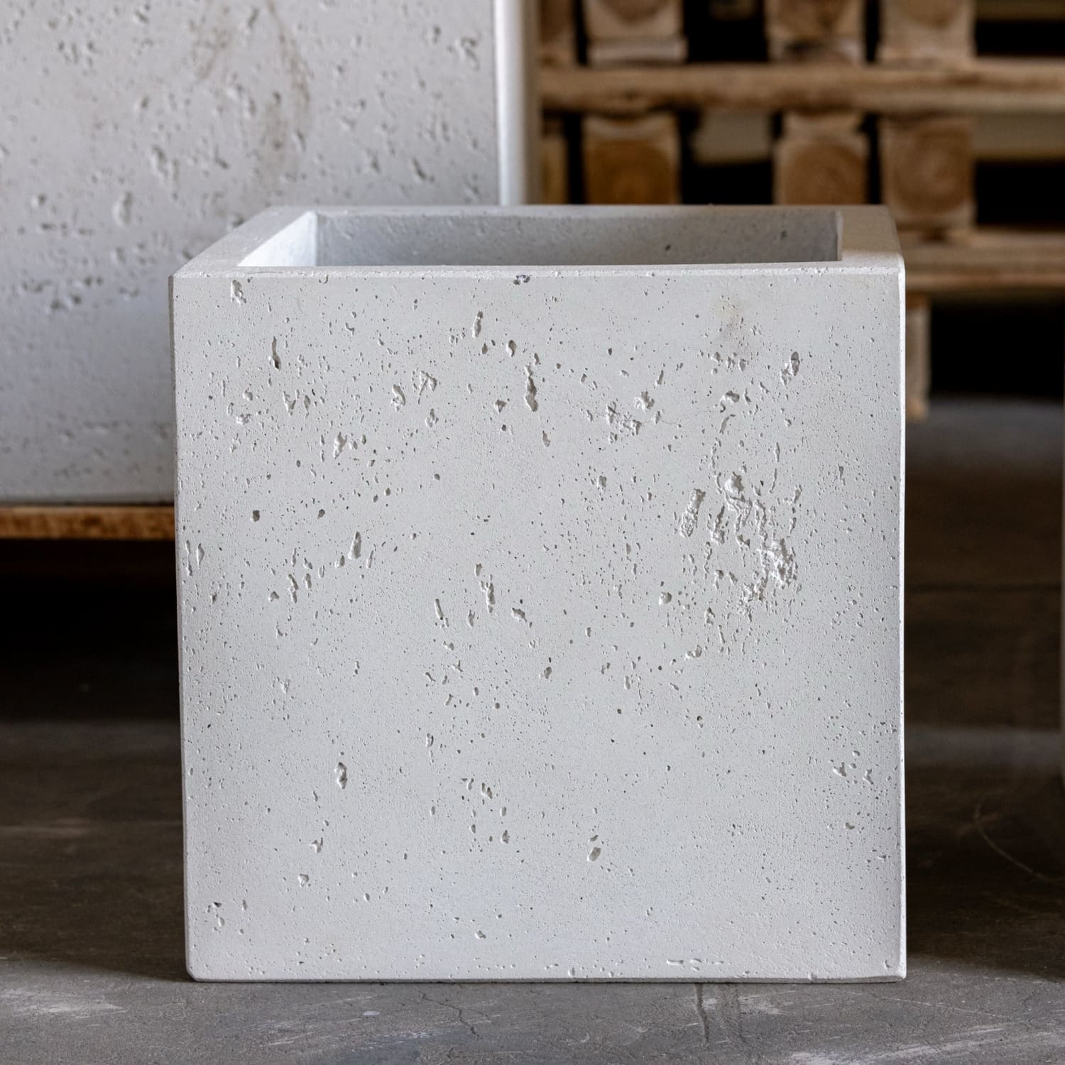 Image of Cubrosa | White Mist – 40cm Medium Square Concrete Planter – 38L Outdoor Indoor Pot