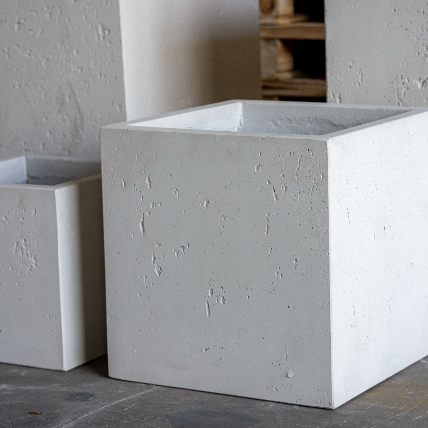 Image of Cubrosa | White Mist – 40cm Medium Square Concrete Planter – 38L Outdoor Indoor Pot