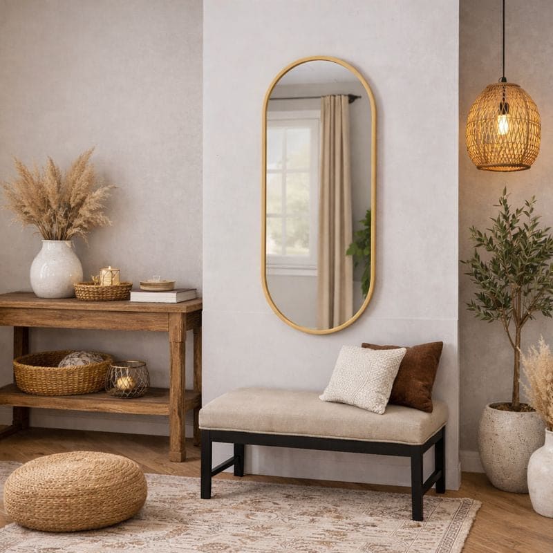 Image of Emi - Gold Metal Runway Oval Mirror - 120cm x 40cm